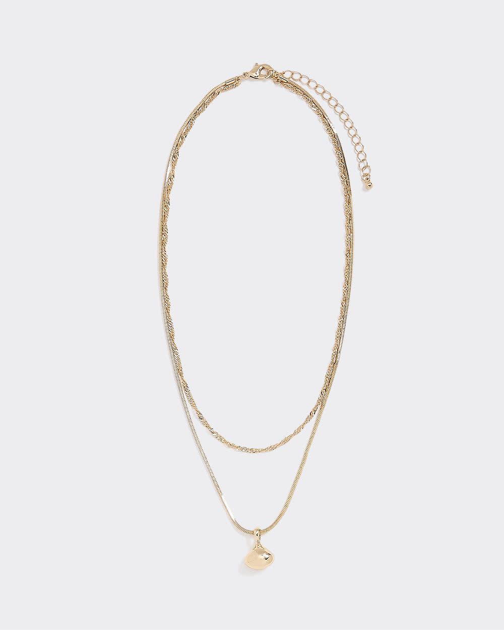 Double-Chain Necklace with Metal Pendant - Image 4