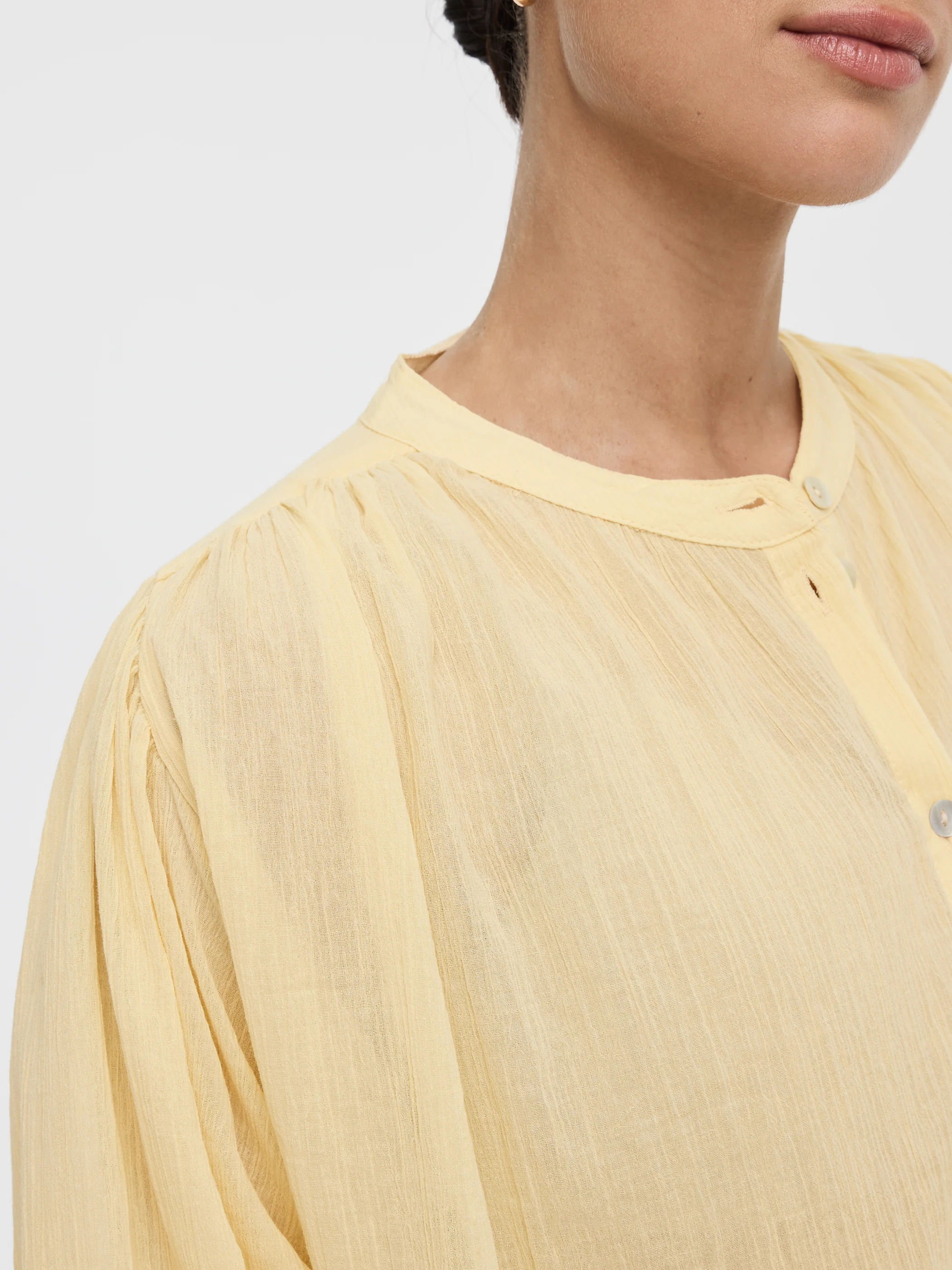 Crew-Neck Buttoned-Down Gauze Blouse - Image 10