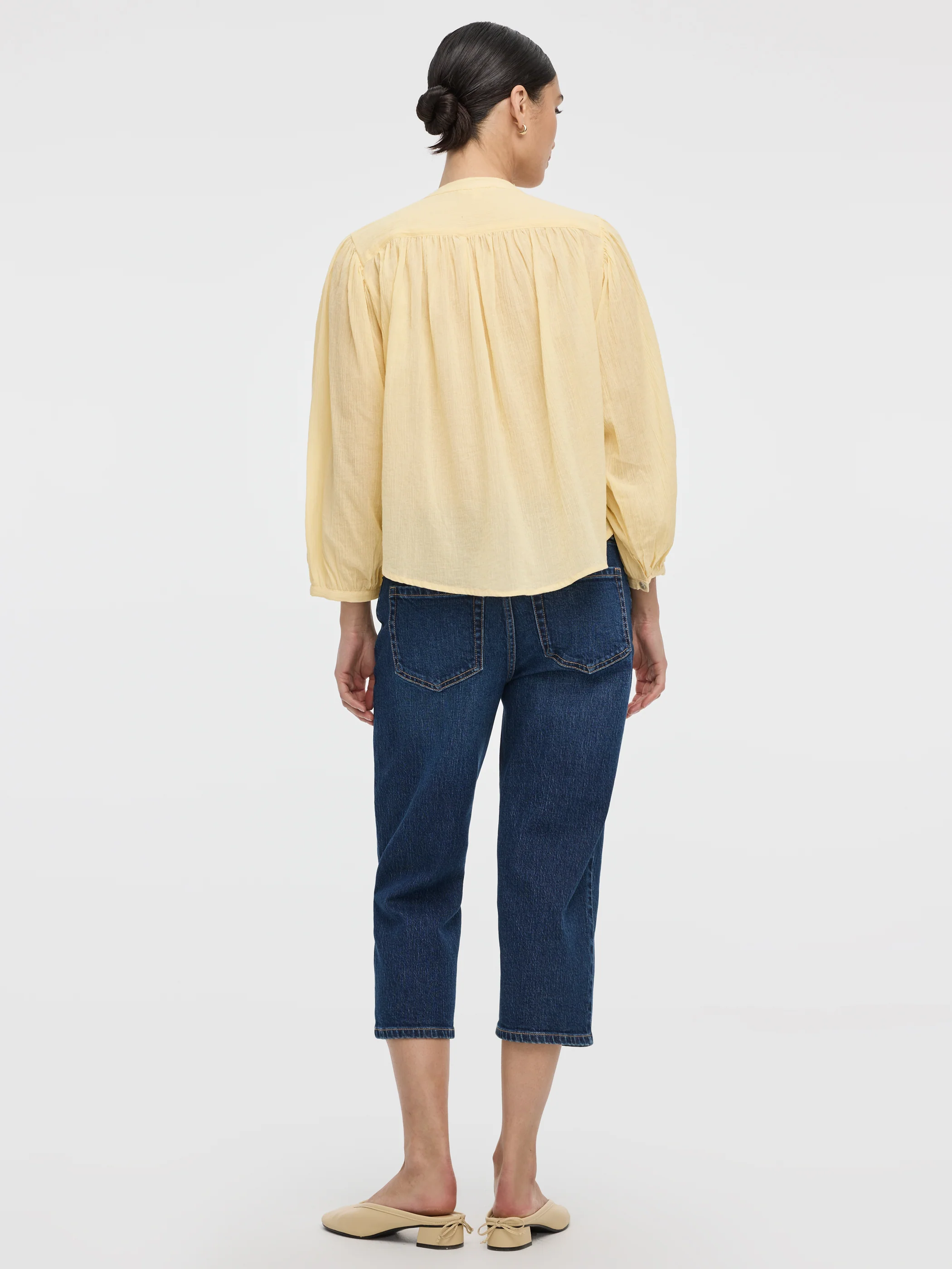 Crew-Neck Buttoned-Down Gauze Blouse - Image 11