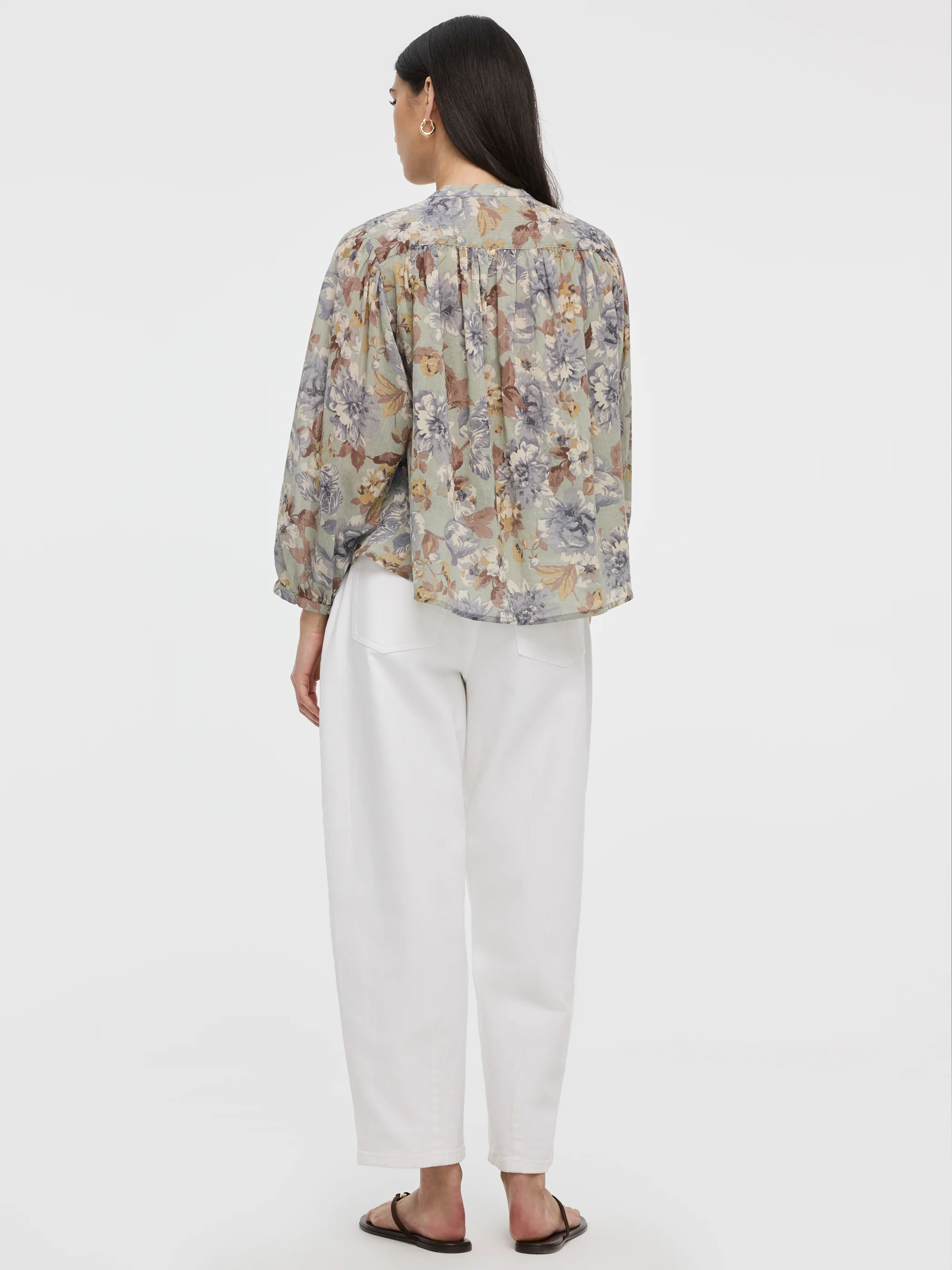 Crew-Neck Buttoned-Down Gauze Blouse - Image 3