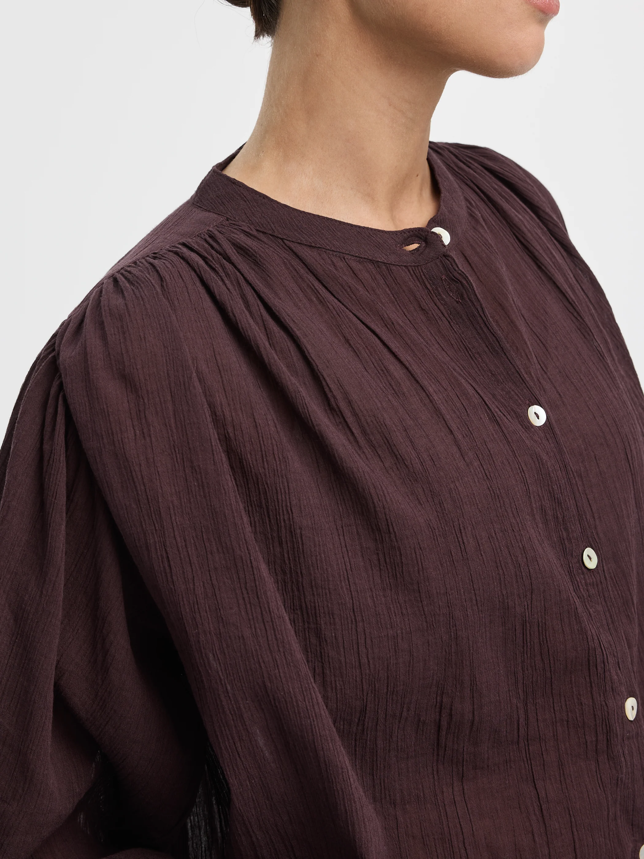 Crew-Neck Buttoned-Down Gauze Blouse - Image 6
