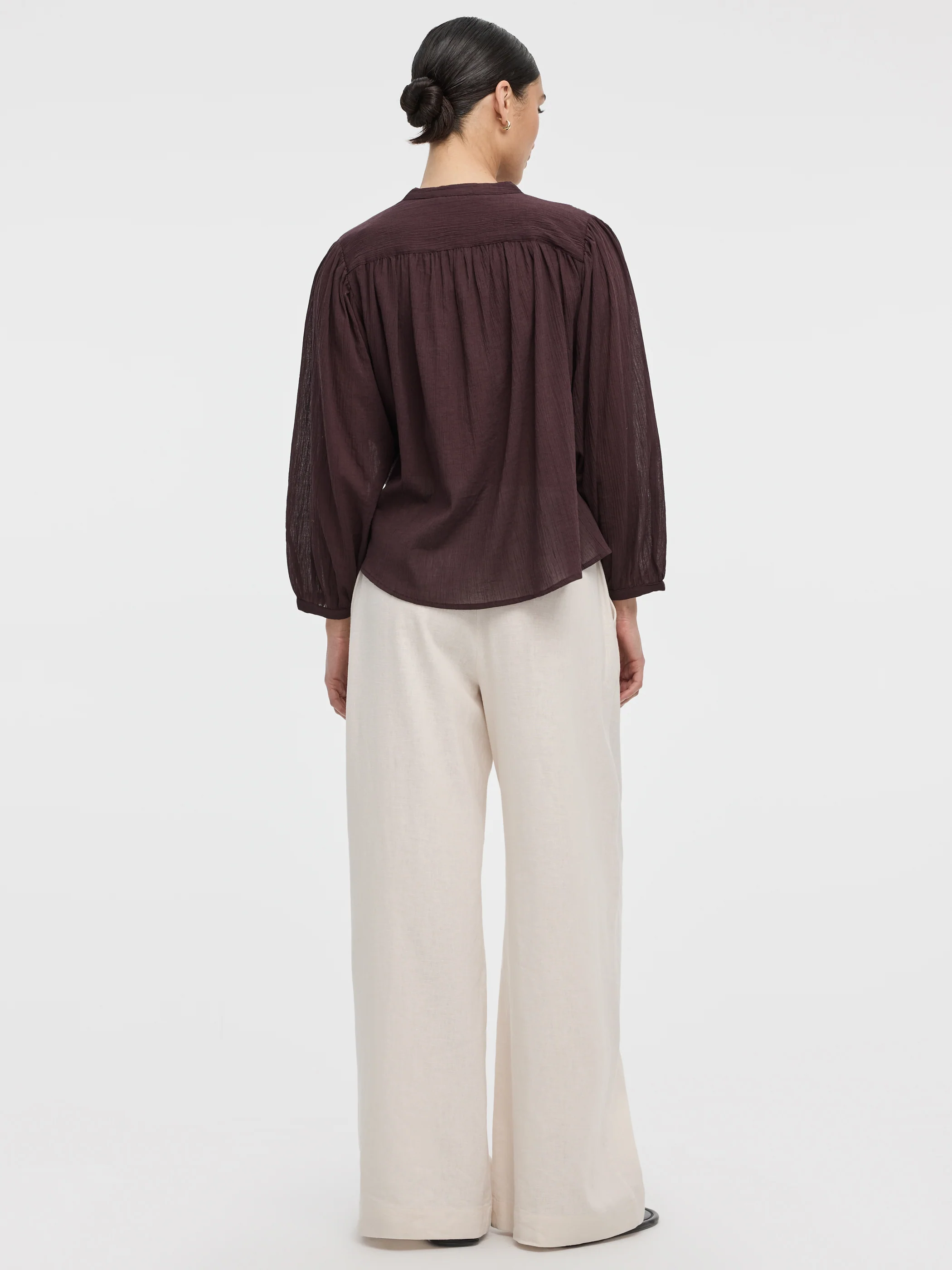 Crew-Neck Buttoned-Down Gauze Blouse - Image 7