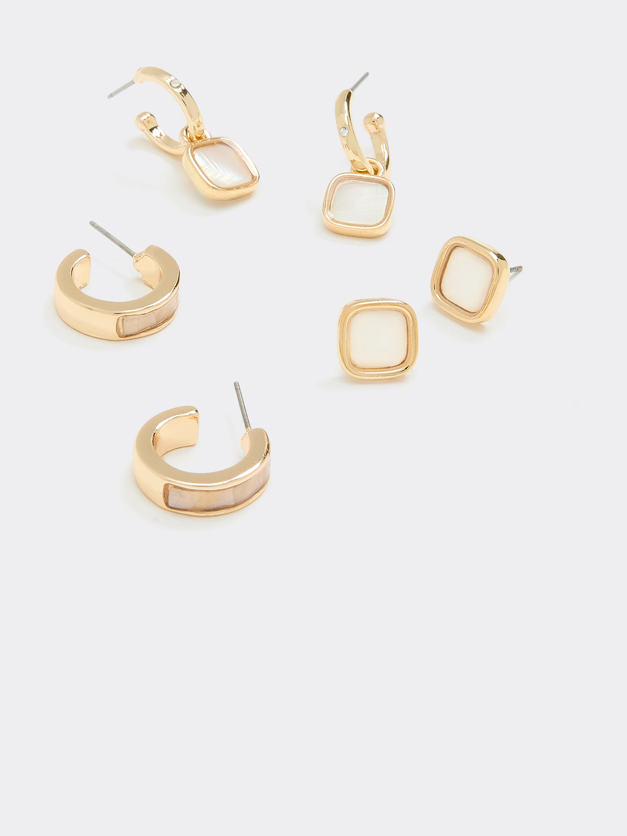 Hoops and Stud Earrings - 3 Pairs - Image 2