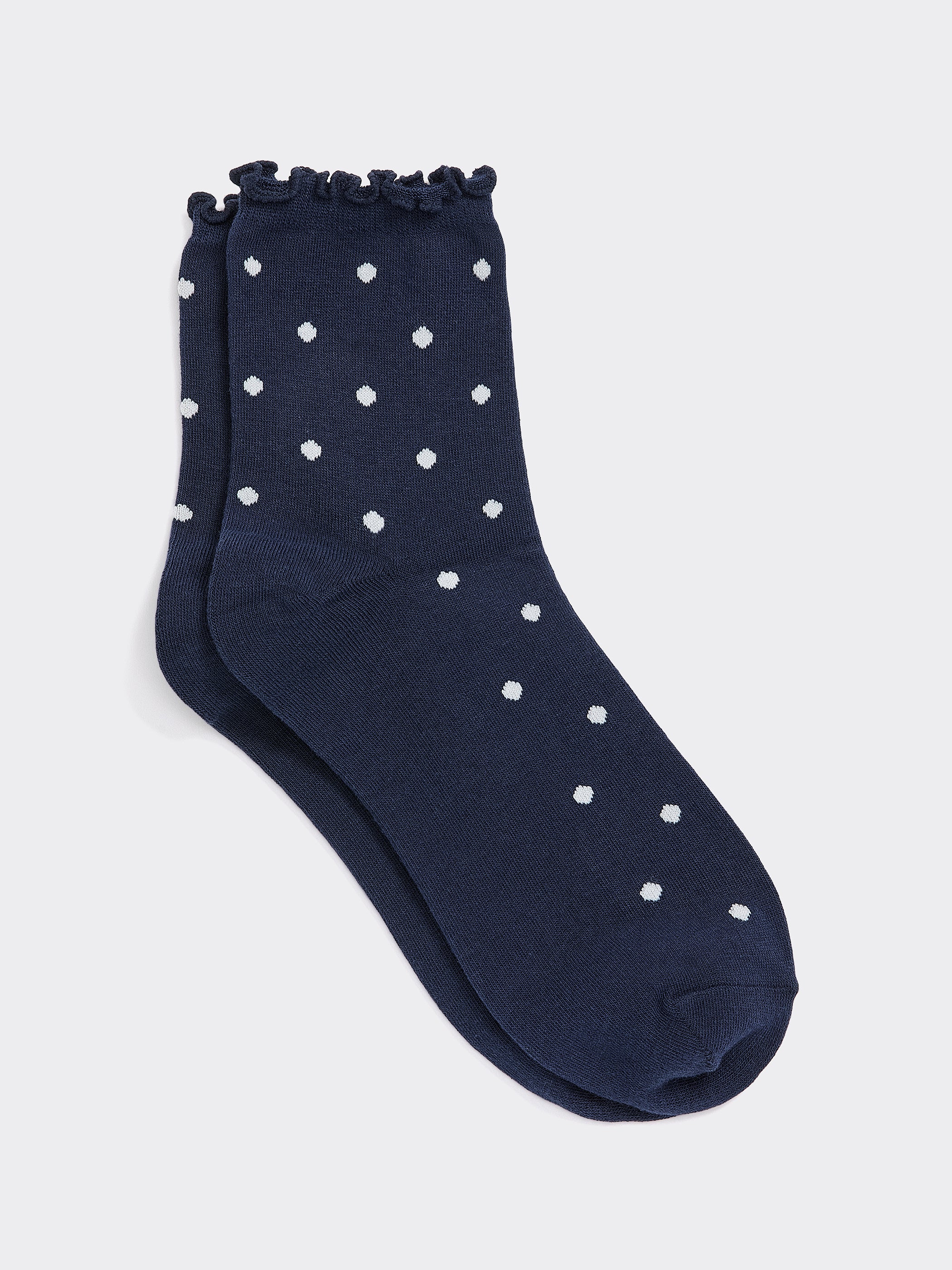 Dotted Anklet Socks with Ruffled Hems - Image 7