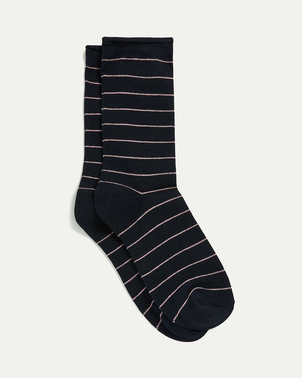 Bamboo Viscose Crew Socks with Stripes - Image 7