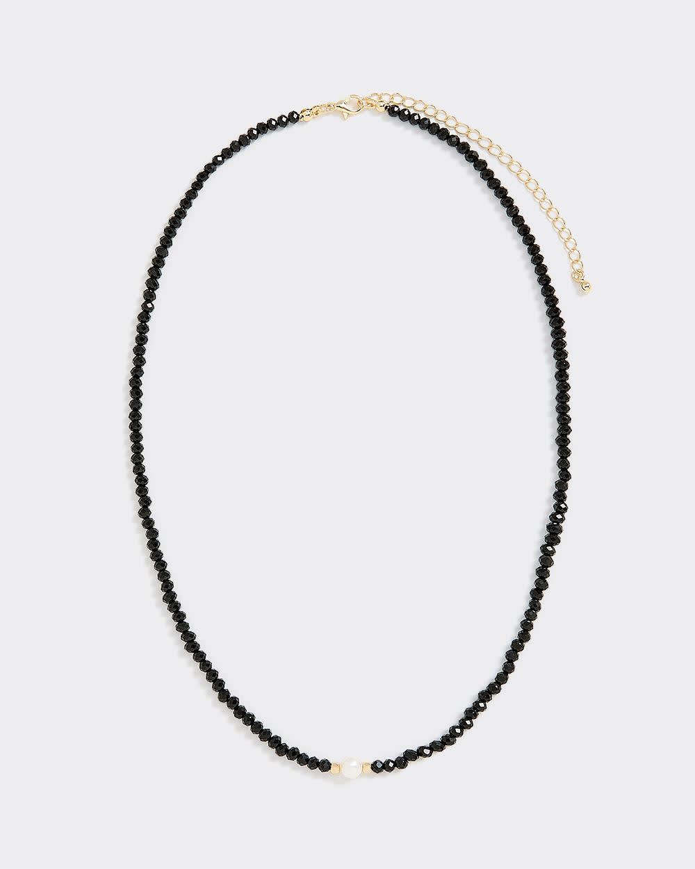 Beaded Short Necklace with Freshwater Pearl - Image 2