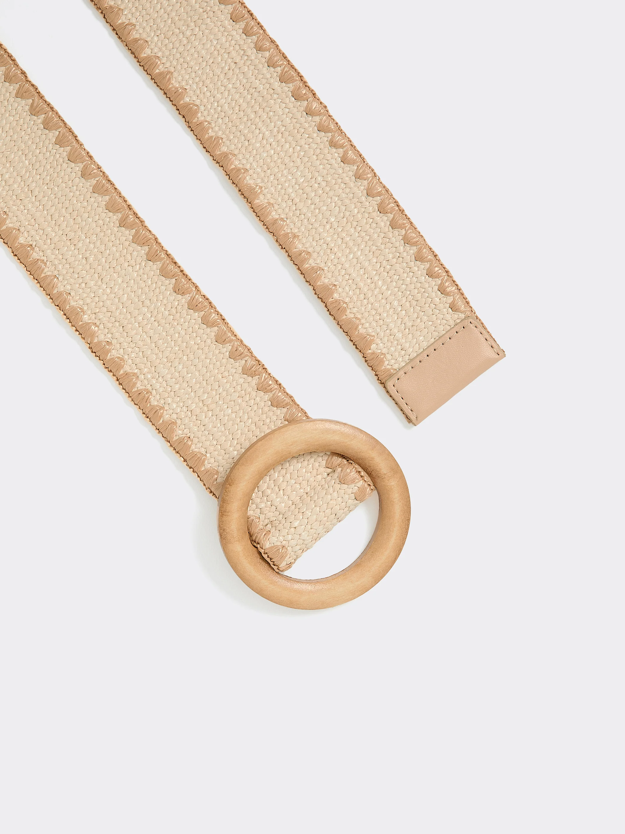 Elastic Straw Belt with Round Wooden Buckle - Image 3