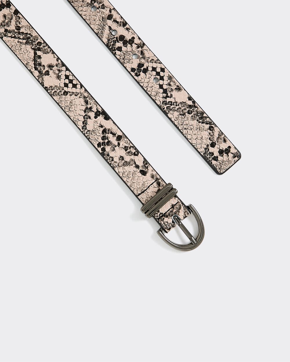 Faux-Leather Belt with Snakeskin Pattern - Image 3