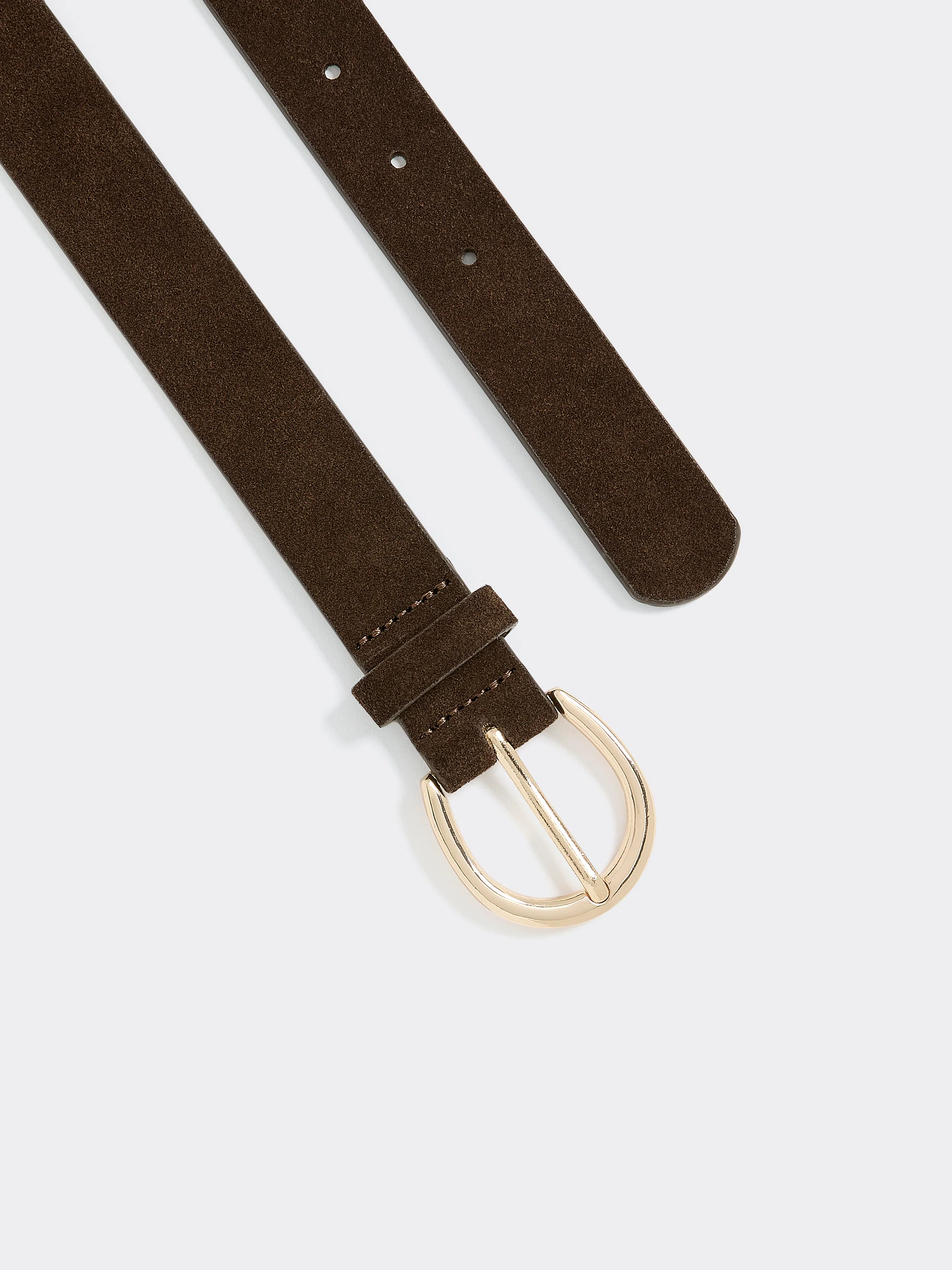 Suede Leather Belt with Round Buckle - Image 3