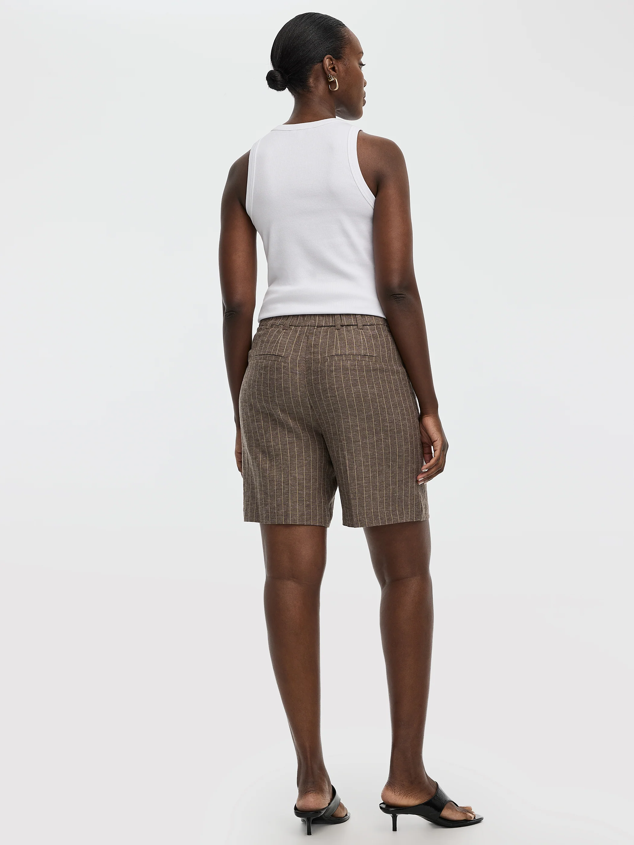 Striped Linen-Blend High-Rise Bermuda - Image 3
