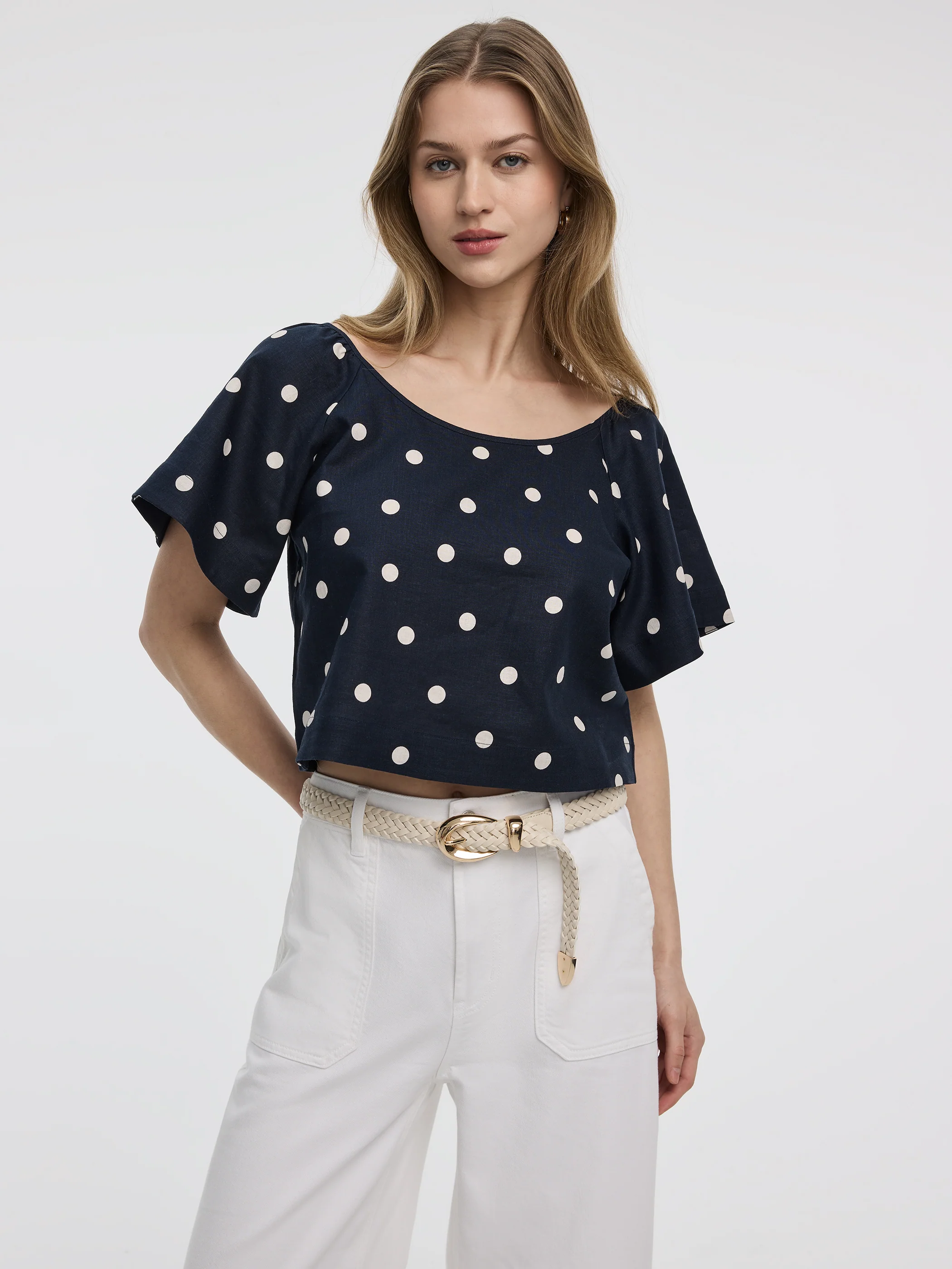 Scoop-Neck Blouse with Flutter Sleeves - Image 5