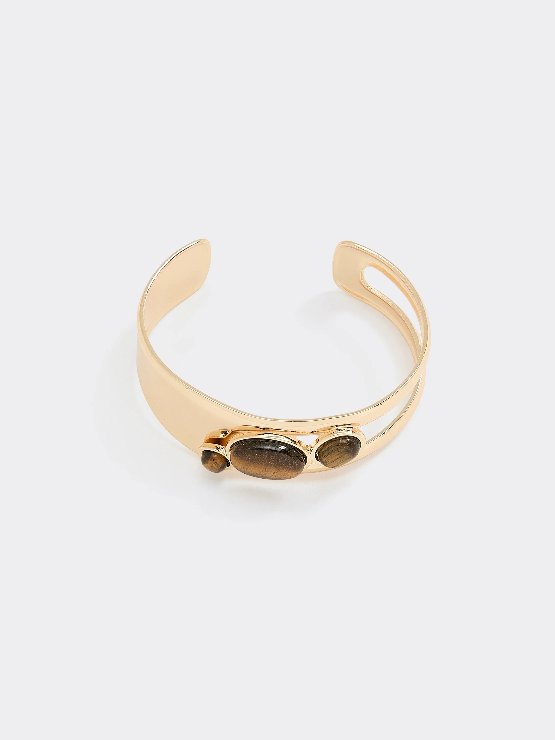 Bangle Bracelet with Tiger Eyes - Image 2