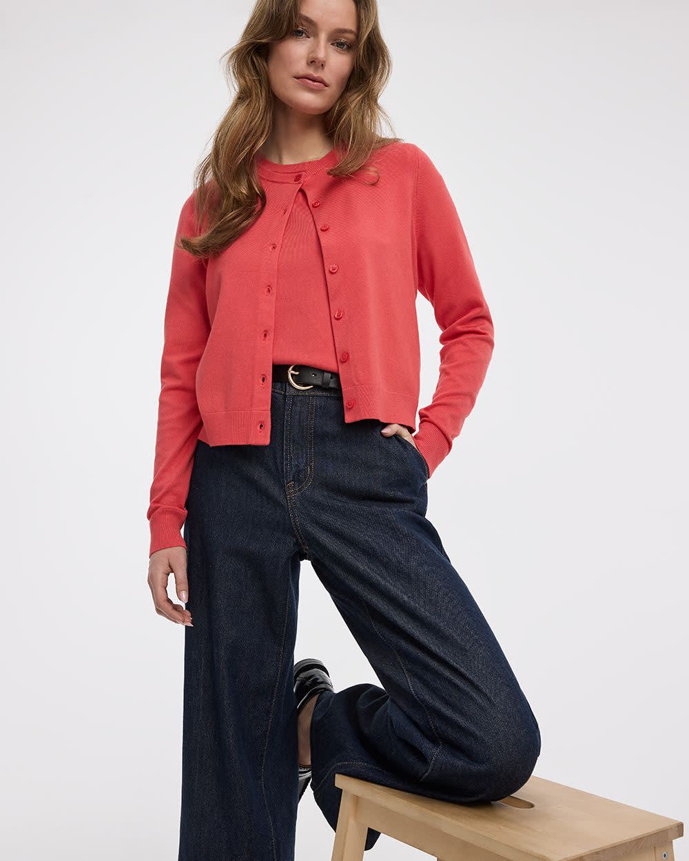 Crew-Neck Cardigan - R Essentials - Image 17