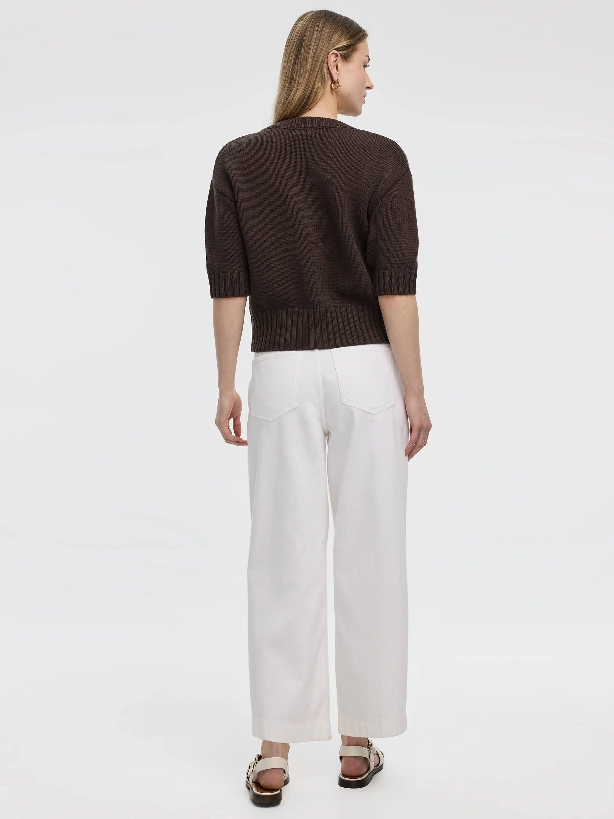 Loose Elbow-Sleeve V-Neck Cardigan - Image 7