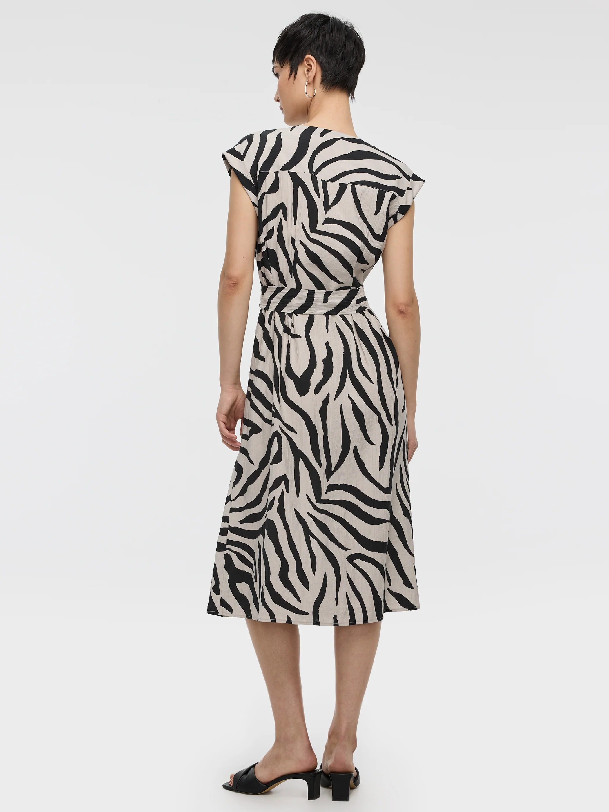 Extended-Sleeve V-Neck Belted Dress - Image 3