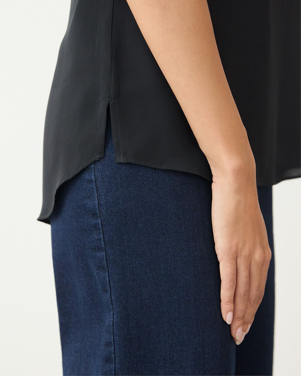 Cap Sleeve Split Neck Blouse - R Essentials - Image 5