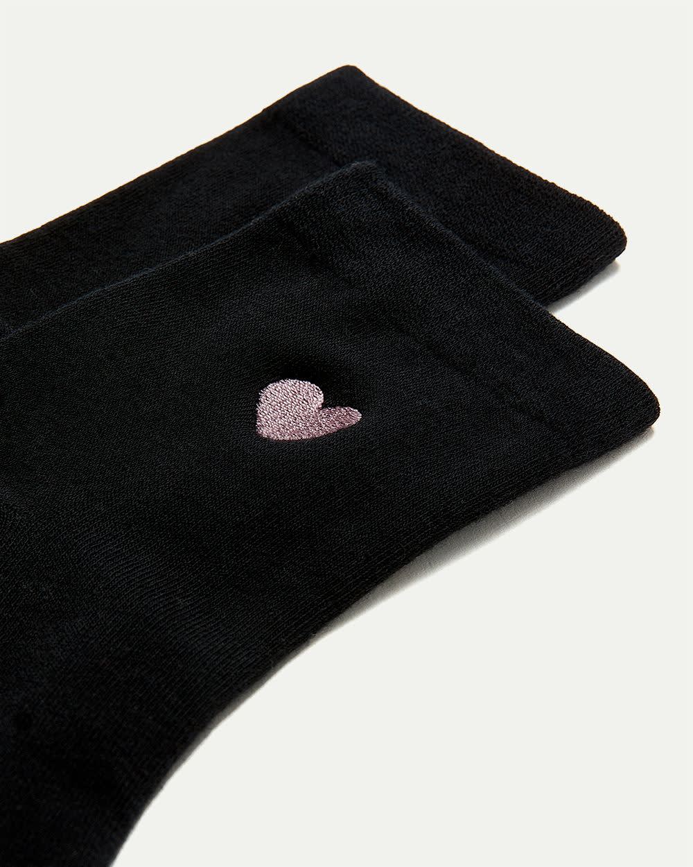 Cotton Crew Socks with Heart - Image 3