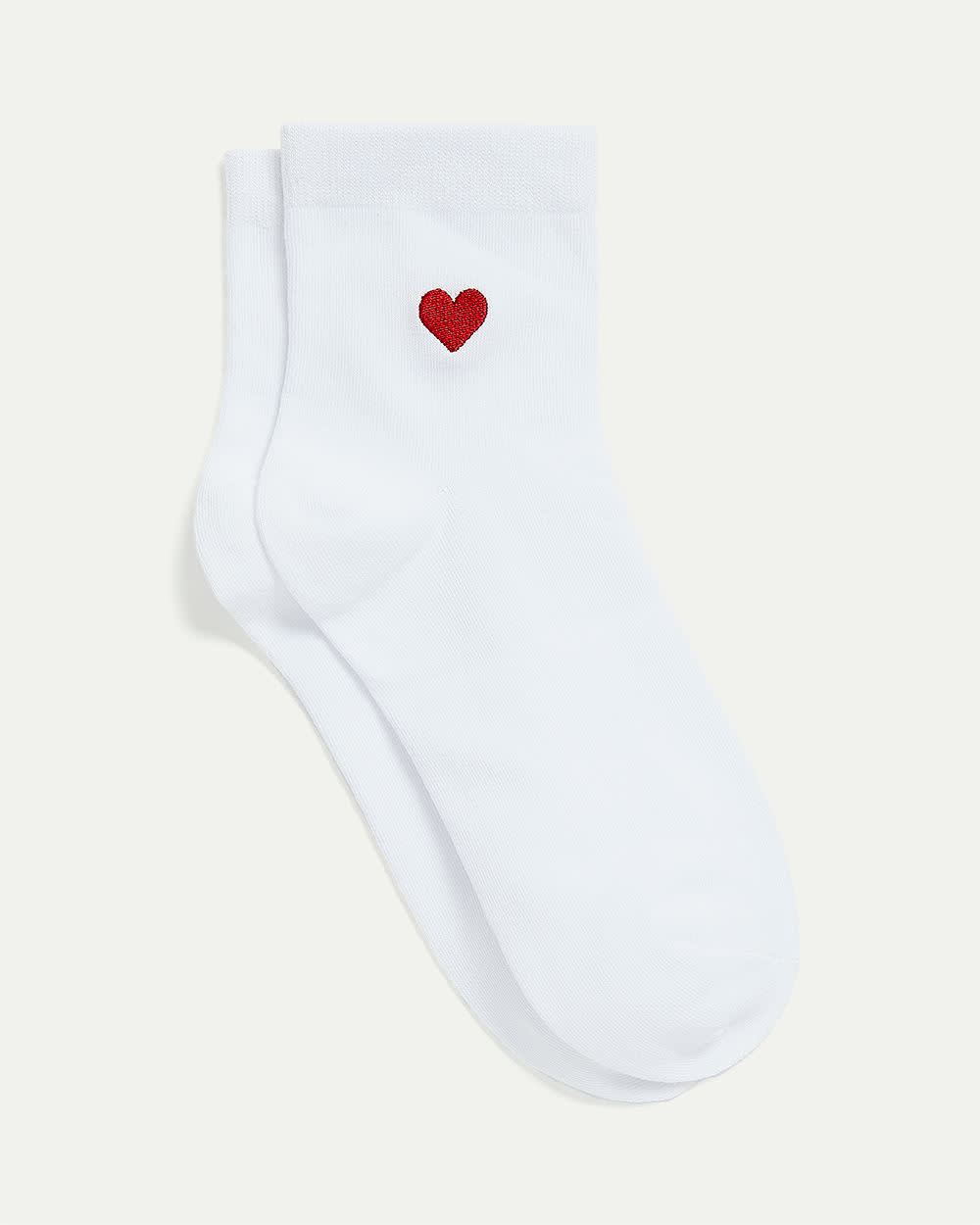 Cotton Crew Socks with Heart - Image 4