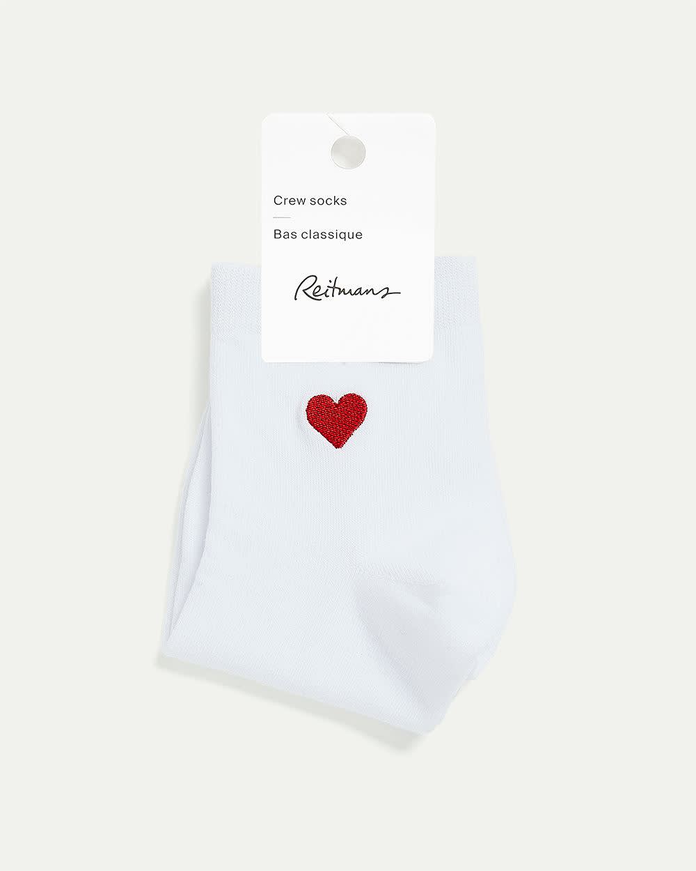 Cotton Crew Socks with Heart - Image 5