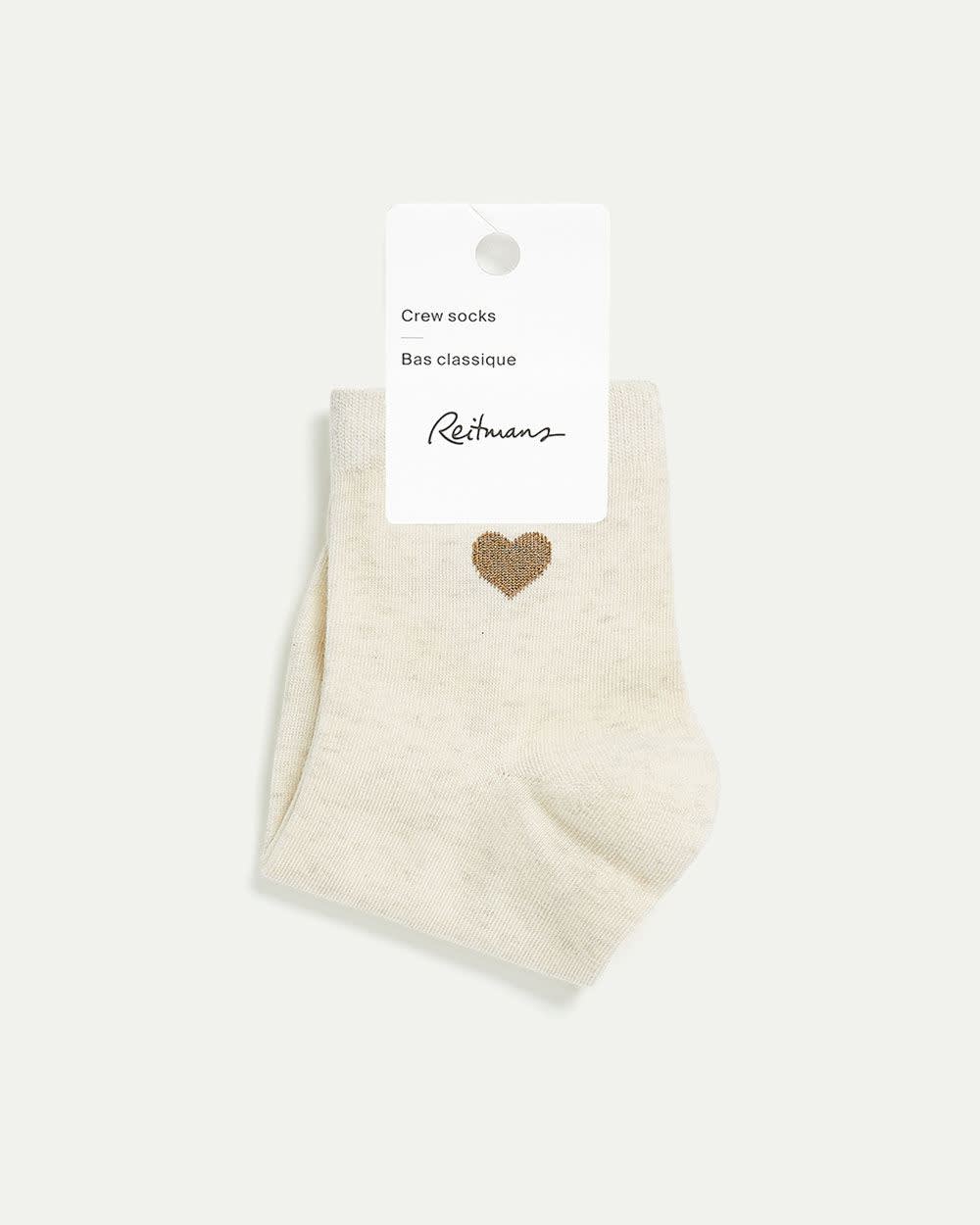 Cotton Crew Socks with Heart - Image 8