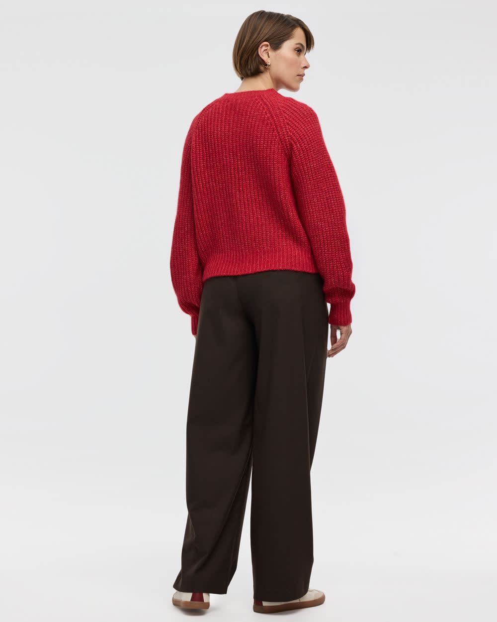 Long-Balloon-Sleeve Crew-Neck Cardigan - Image 6