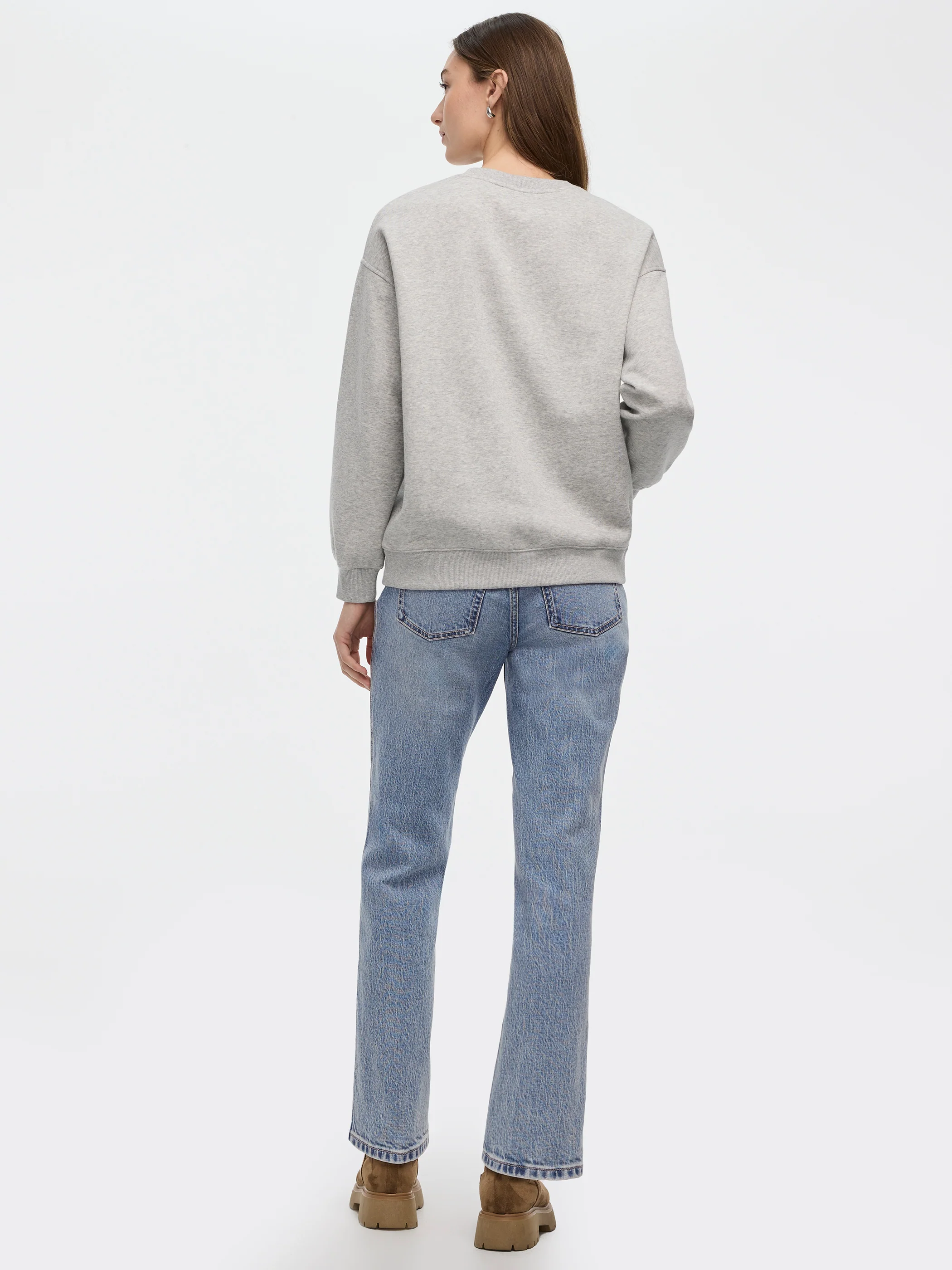 Long Crew-Neck Fleece Sweatshirt - R Essentials - Image 2