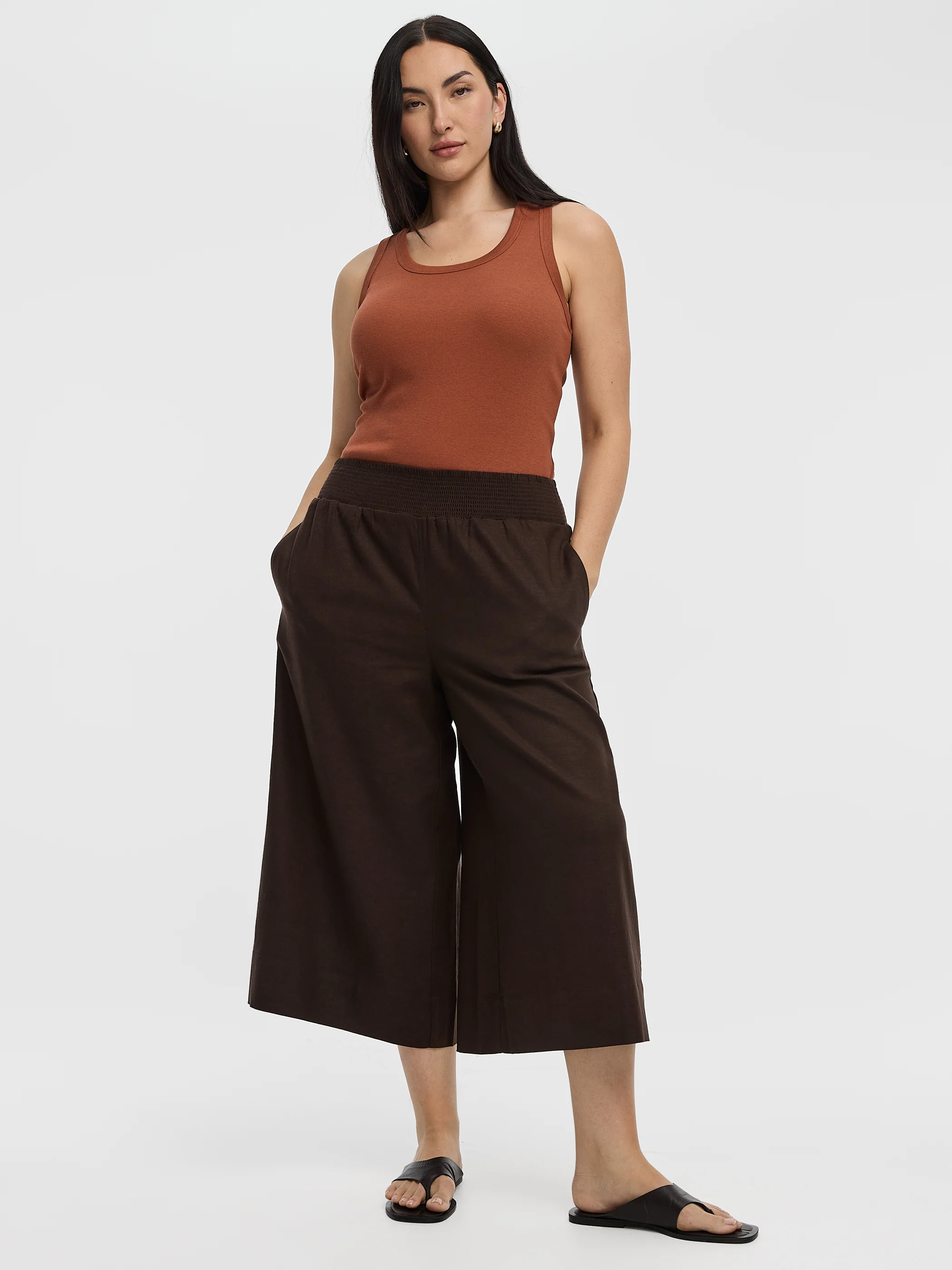 Cropped Wide-Leg Linen-Blend Pant - Image 11
