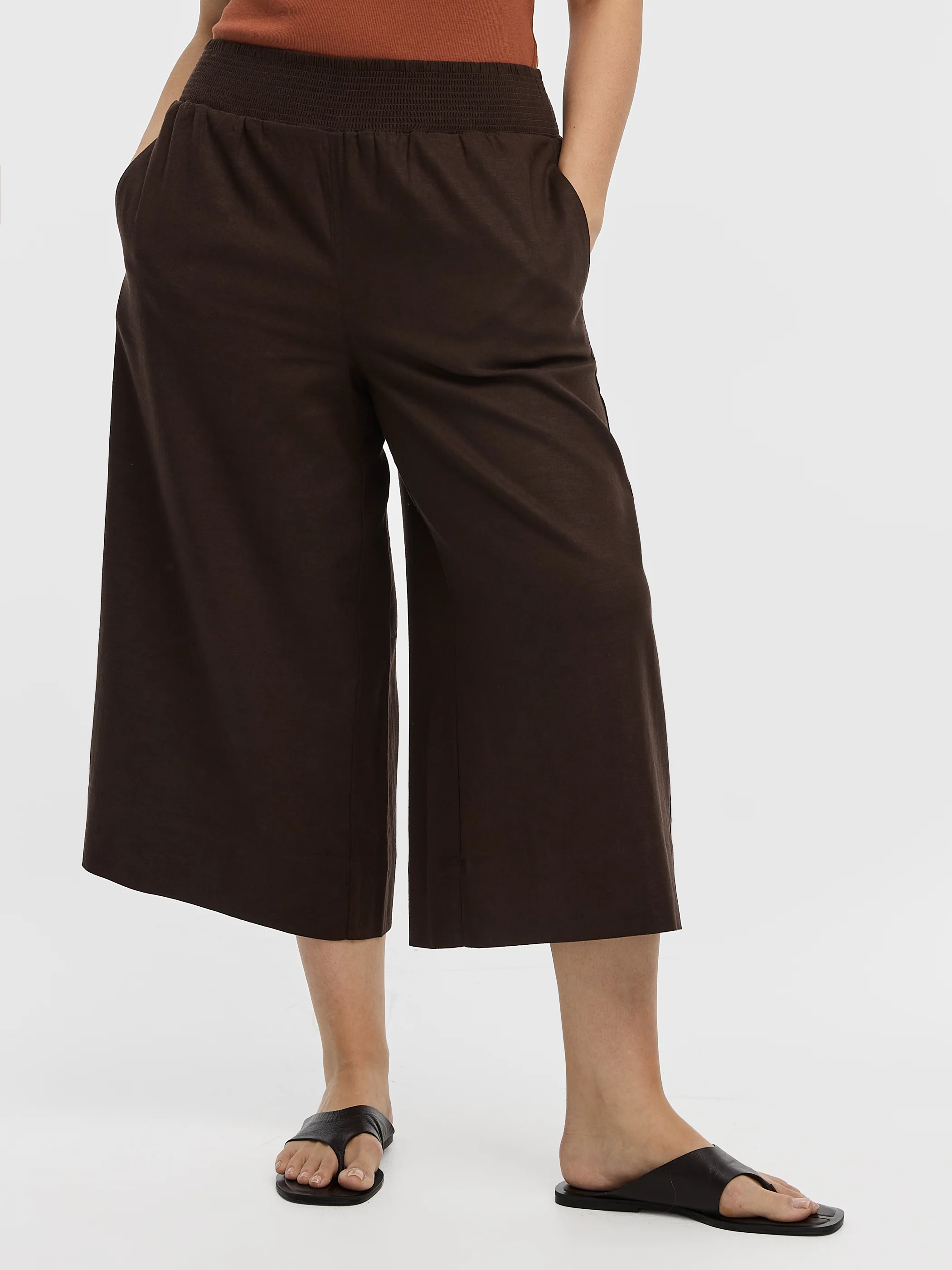 Cropped Wide-Leg Linen-Blend Pant - Image 12