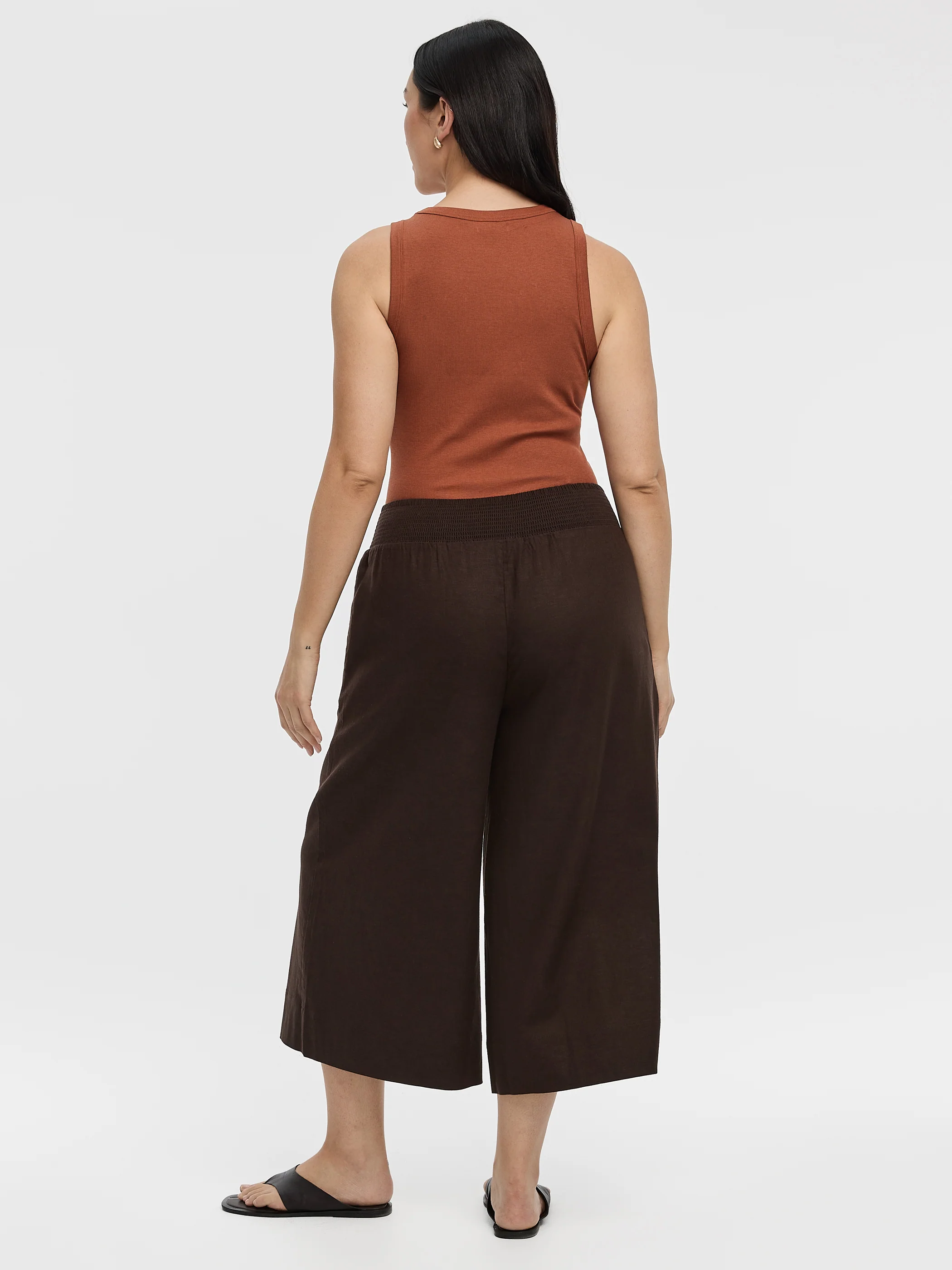 Cropped Wide-Leg Linen-Blend Pant - Image 14