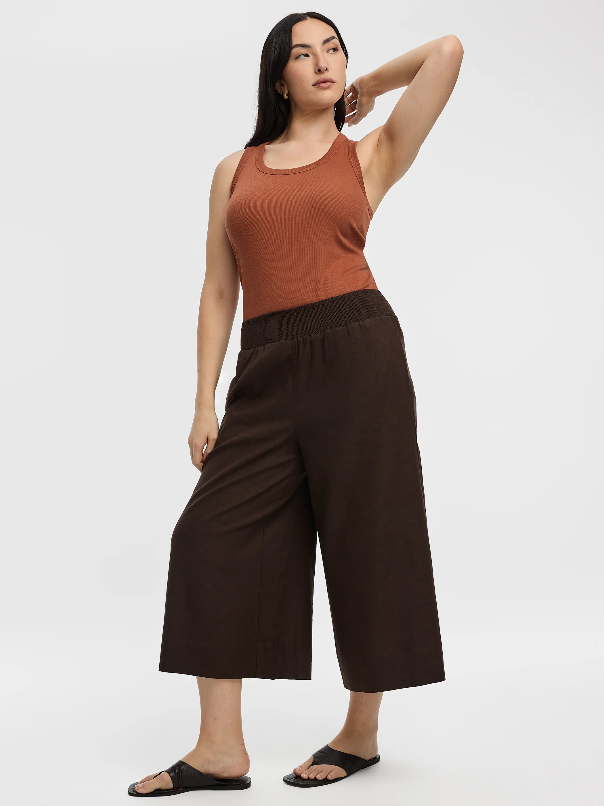 Cropped Wide-Leg Linen-Blend Pant - Image 15