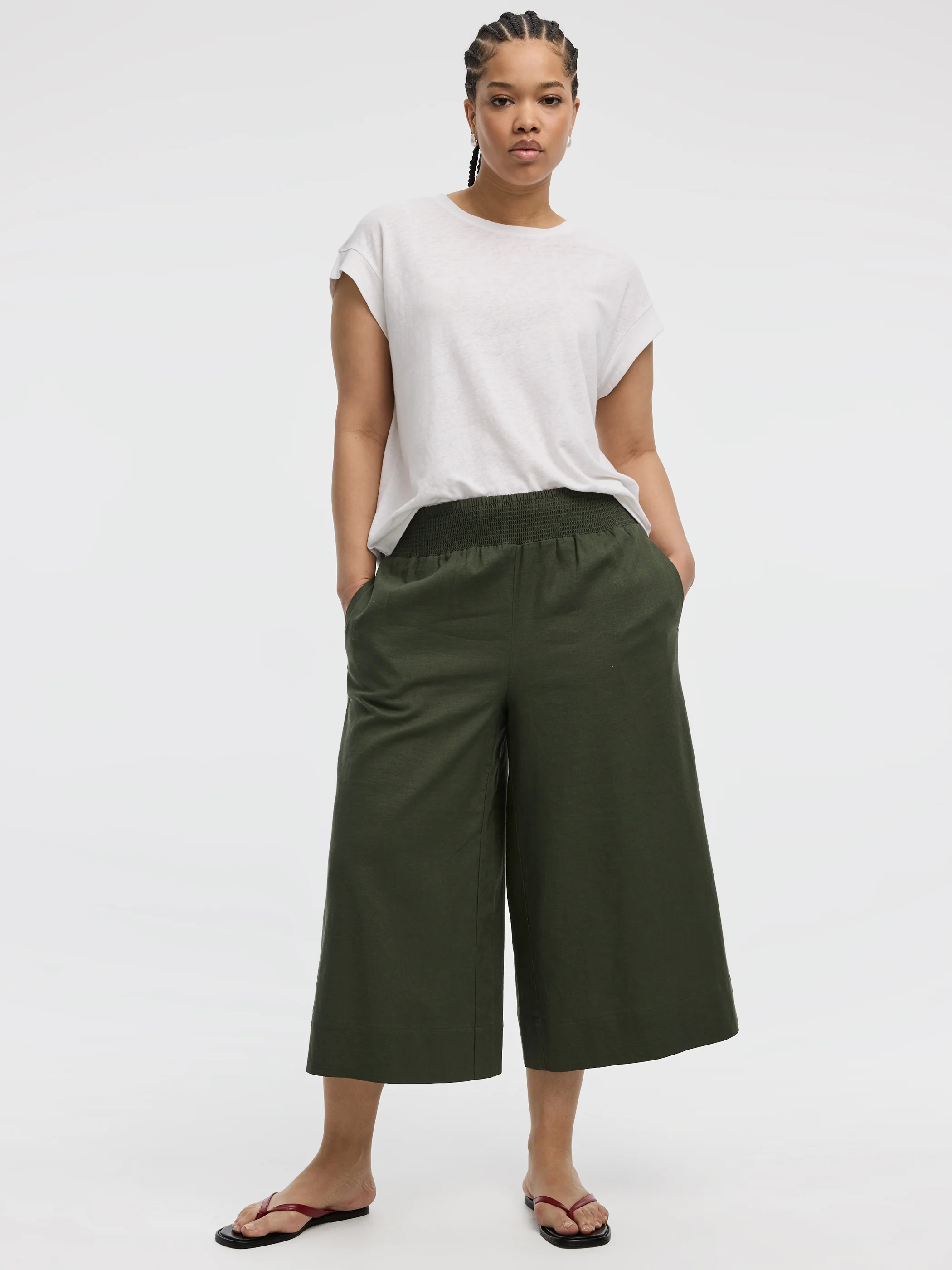 Cropped Wide-Leg Linen-Blend Pant - Image 16