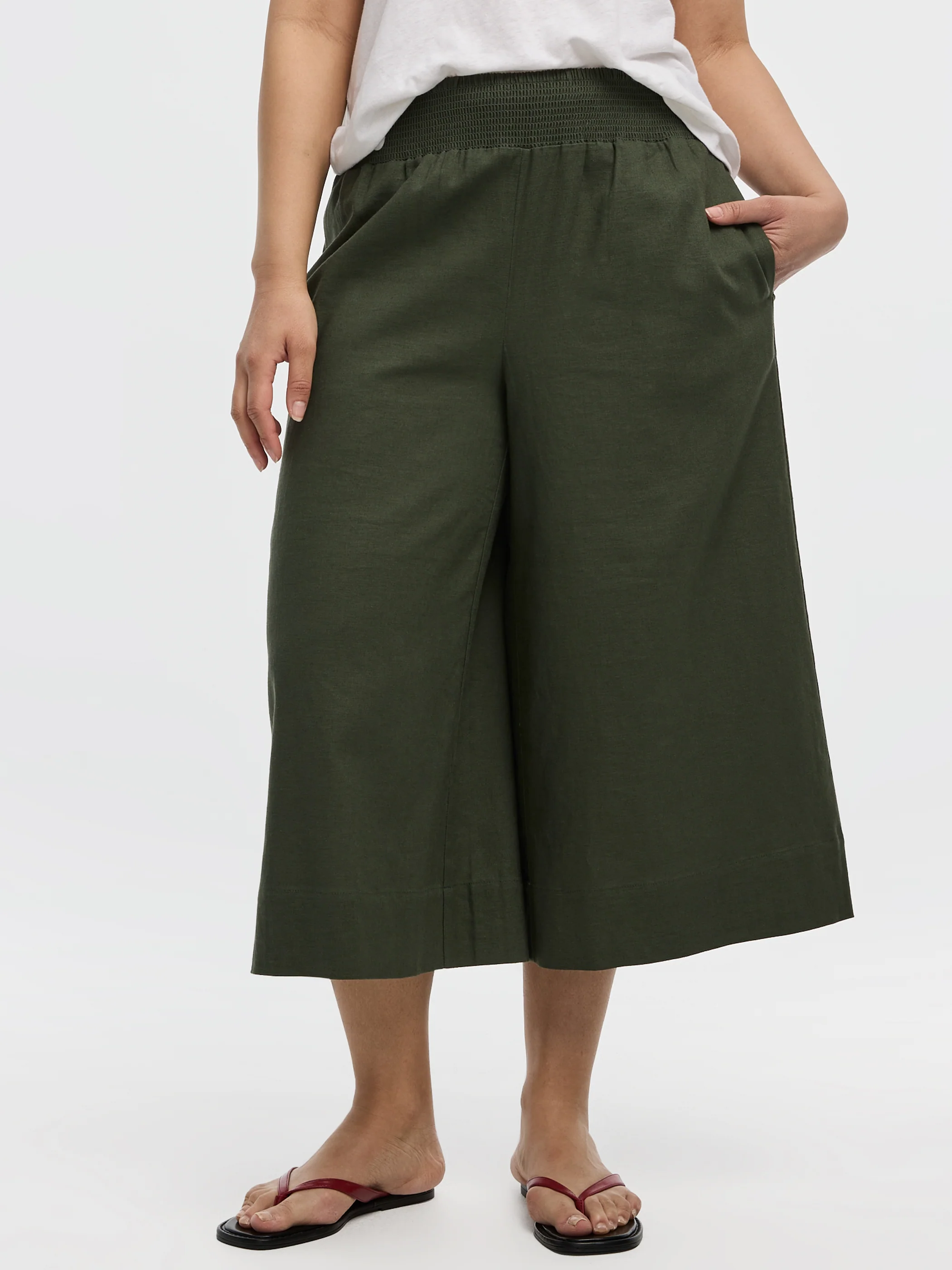 Cropped Wide-Leg Linen-Blend Pant - Image 17