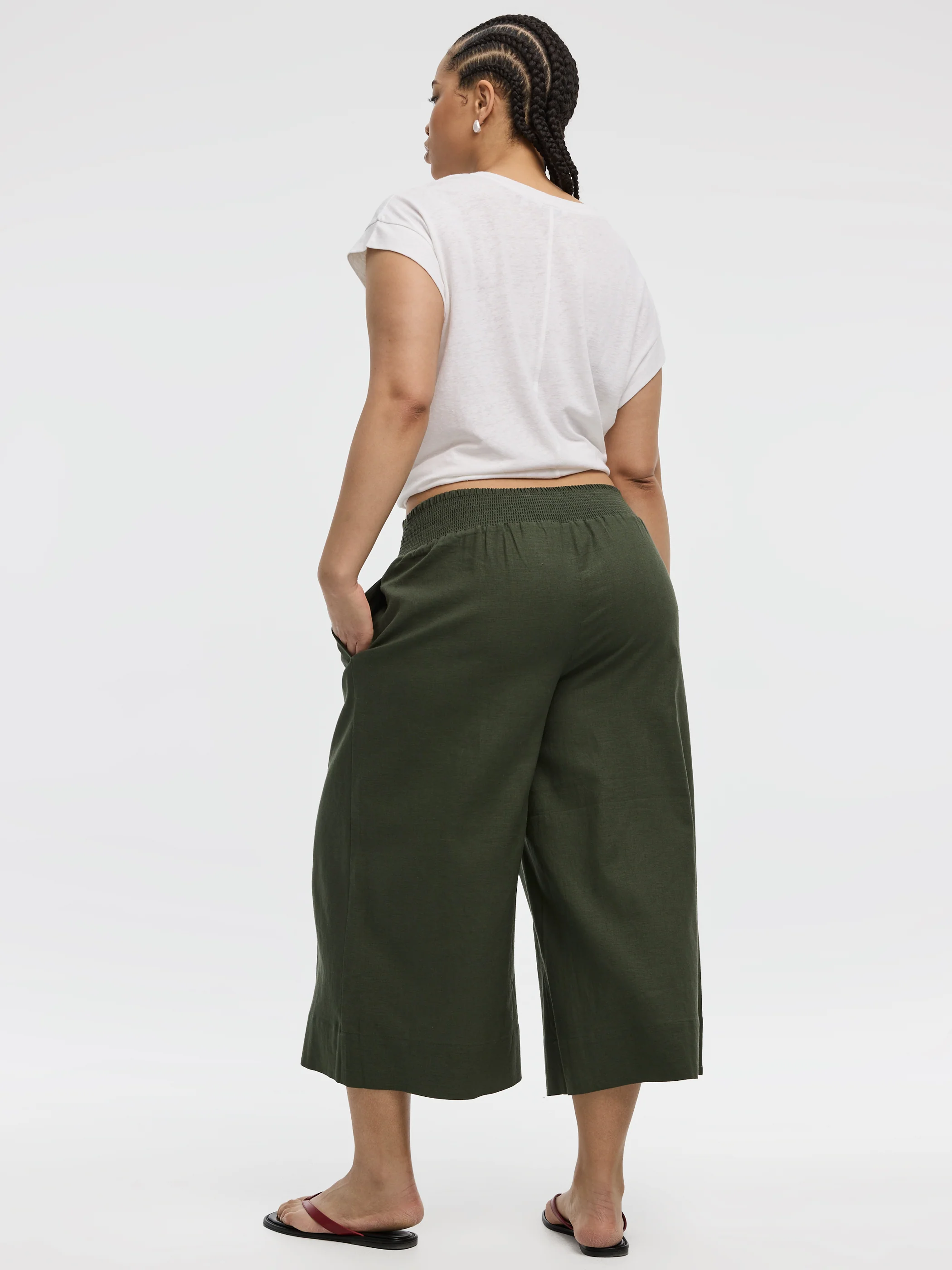 Cropped Wide-Leg Linen-Blend Pant - Image 19