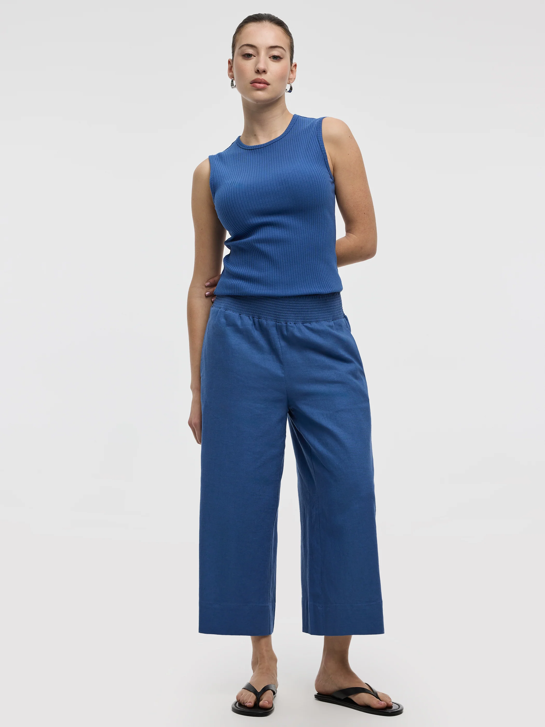 Cropped Wide-Leg Linen-Blend Pant - Image 21