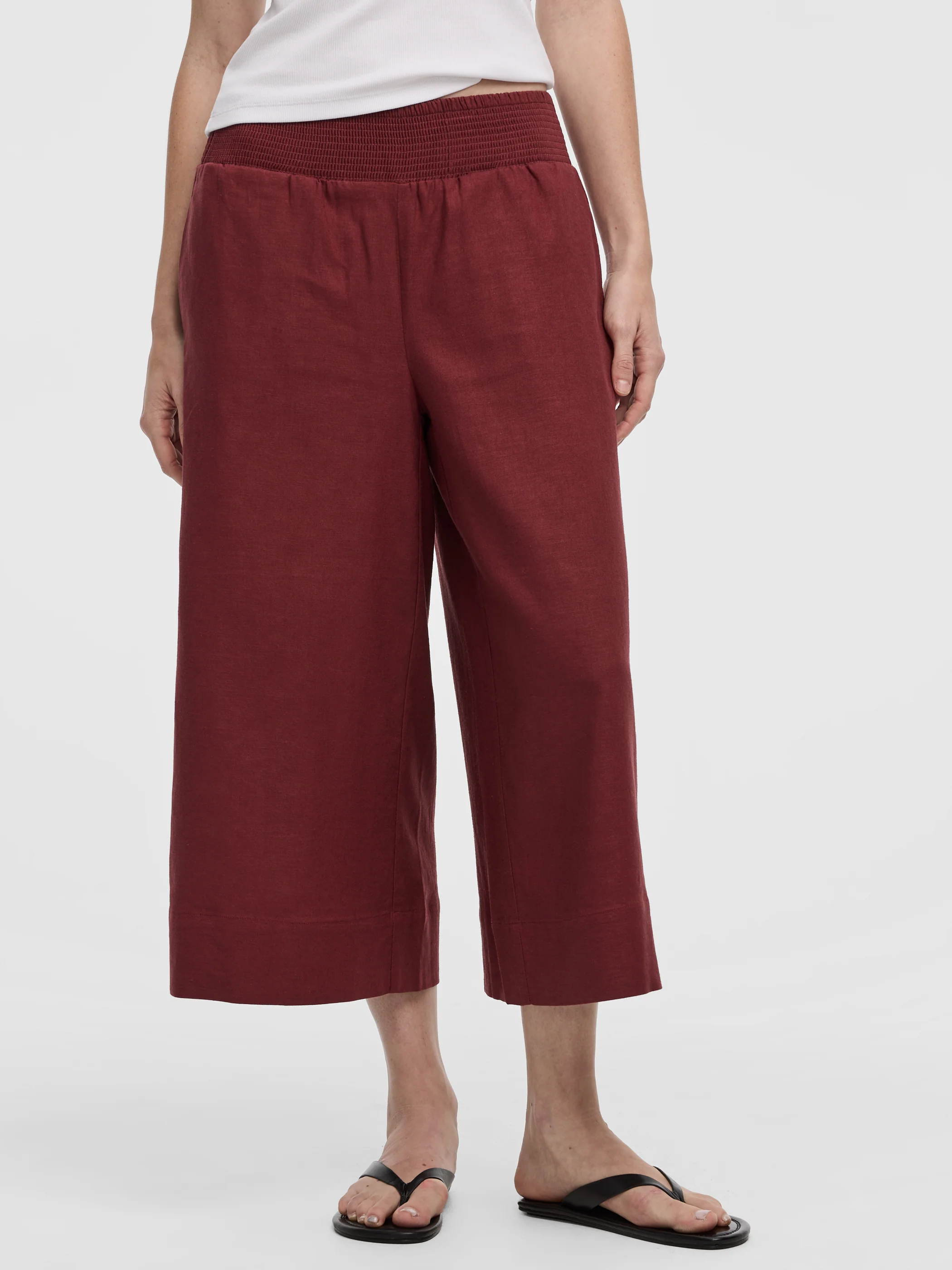 Cropped Wide-Leg Linen-Blend Pant - Image 32