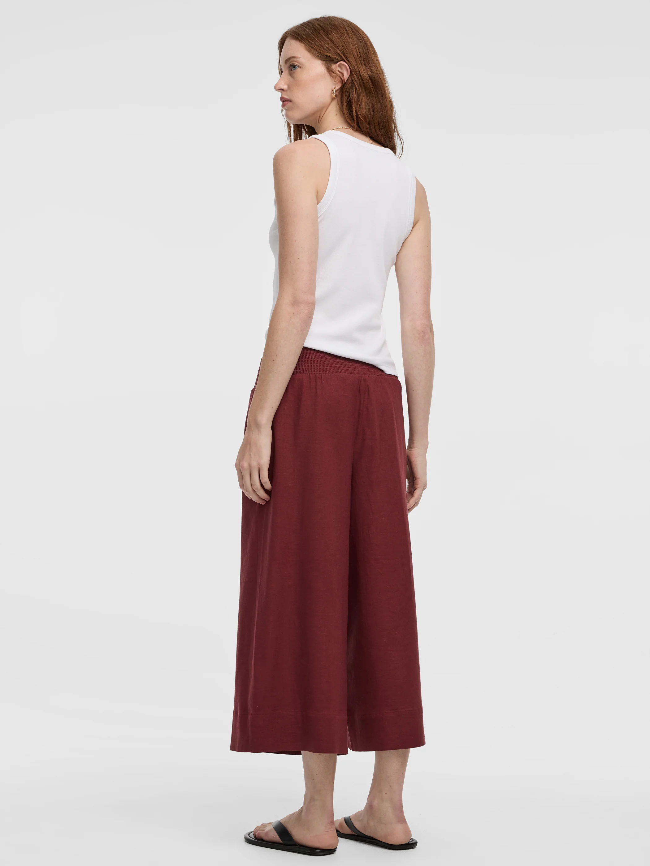 Cropped Wide-Leg Linen-Blend Pant - Image 34