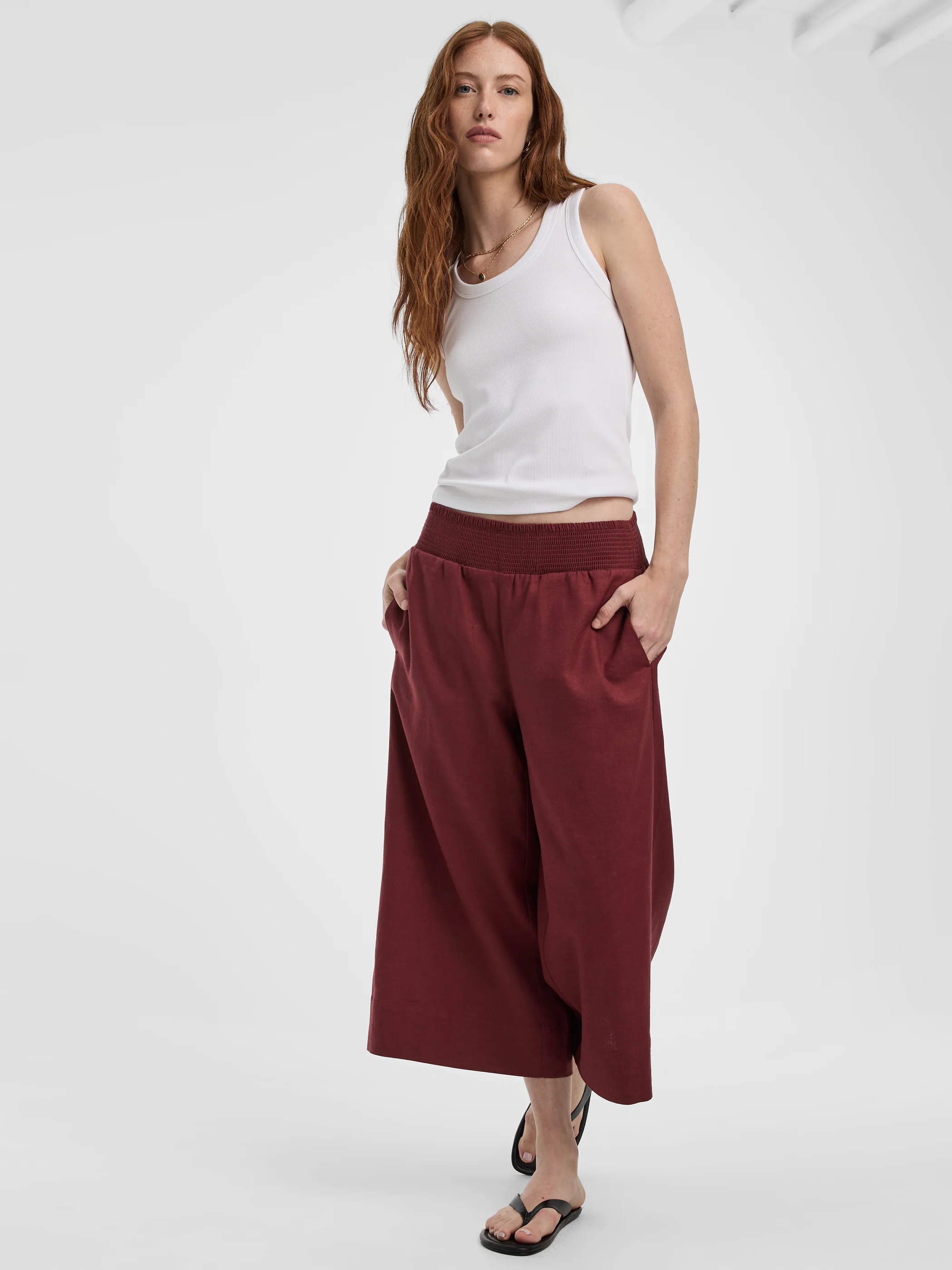 Cropped Wide-Leg Linen-Blend Pant - Image 35
