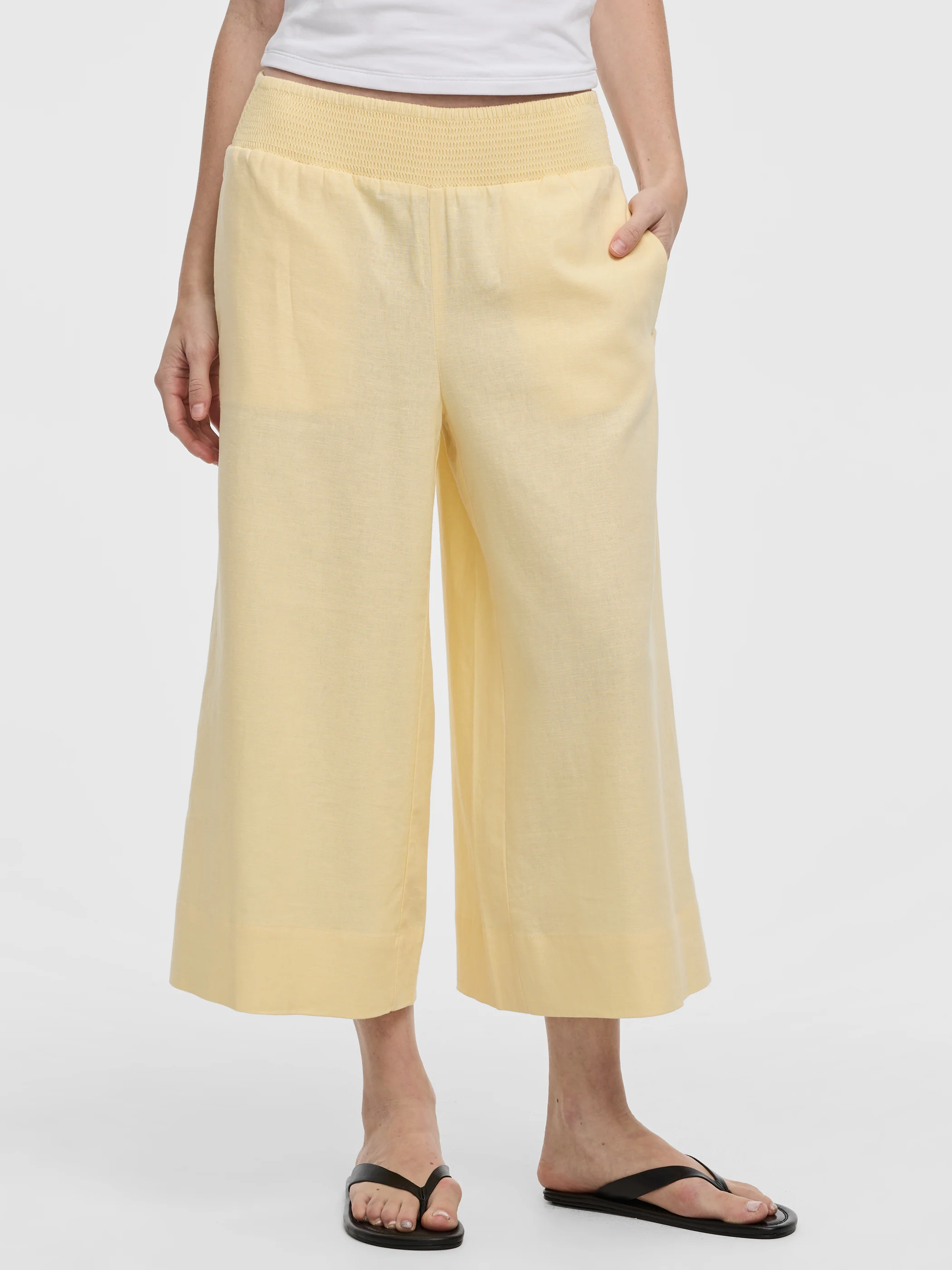 Cropped Wide-Leg Linen-Blend Pant - Image 37