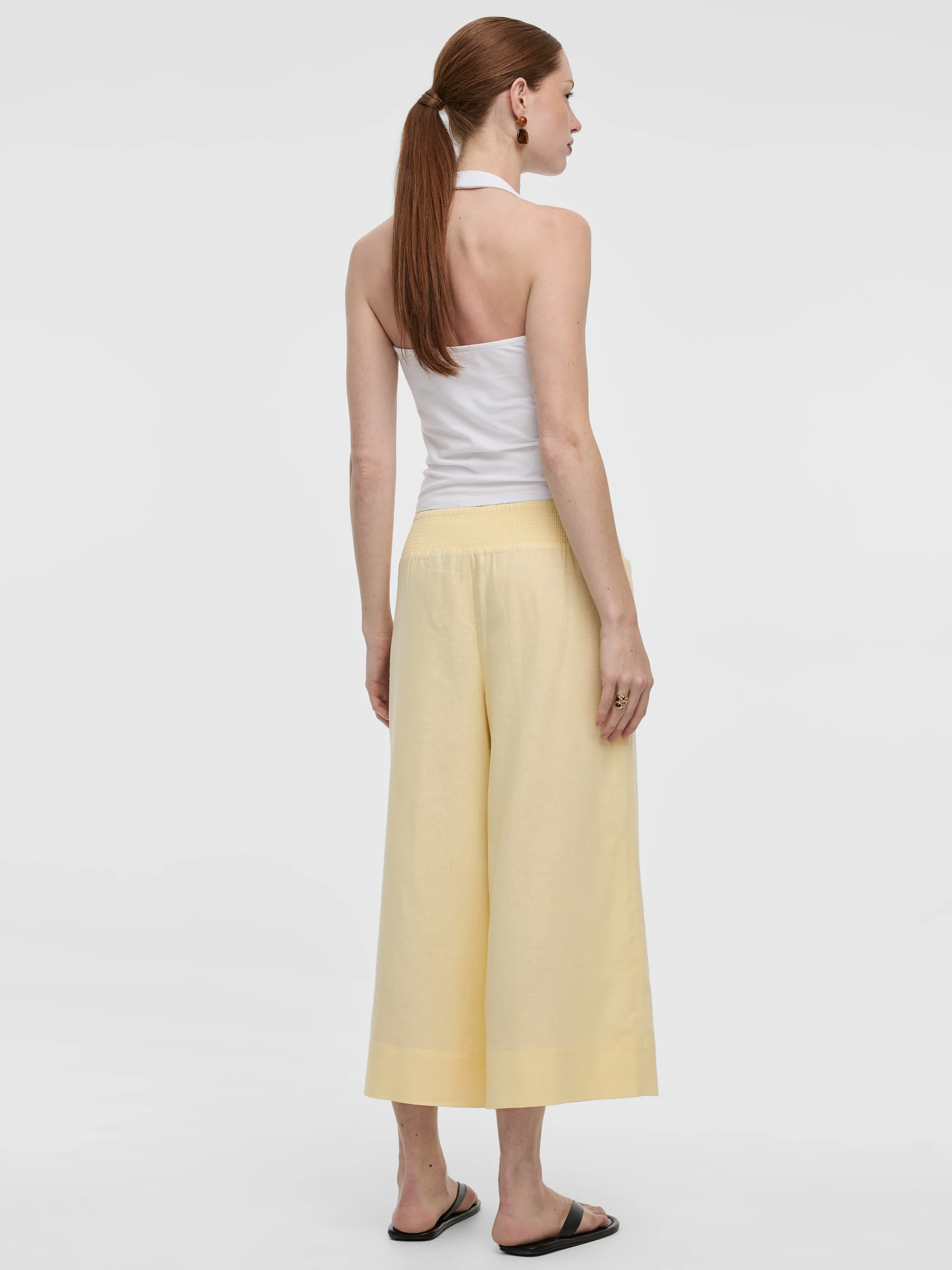 Cropped Wide-Leg Linen-Blend Pant - Image 39