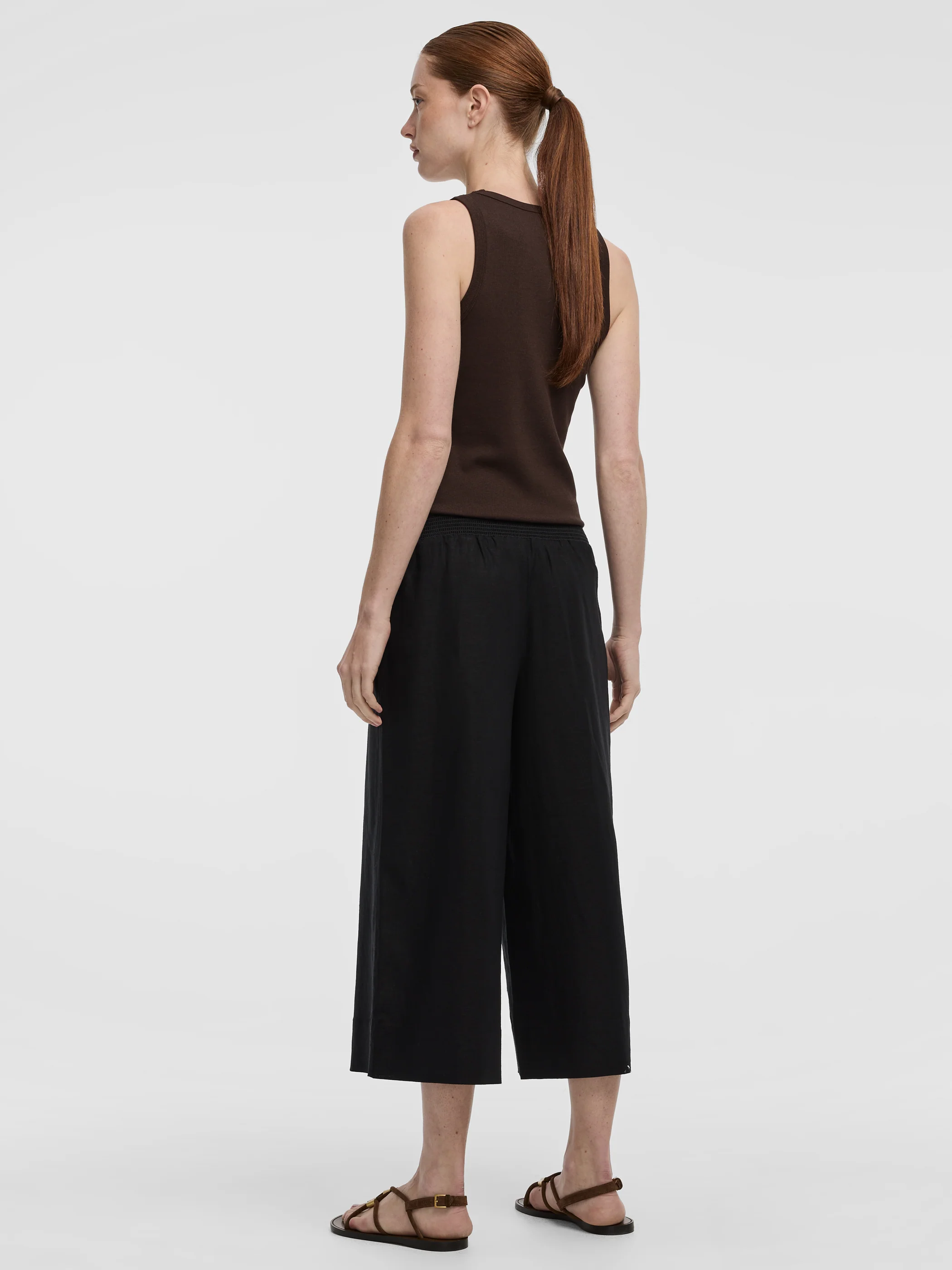 Cropped Wide-Leg Linen-Blend Pant - Image 4