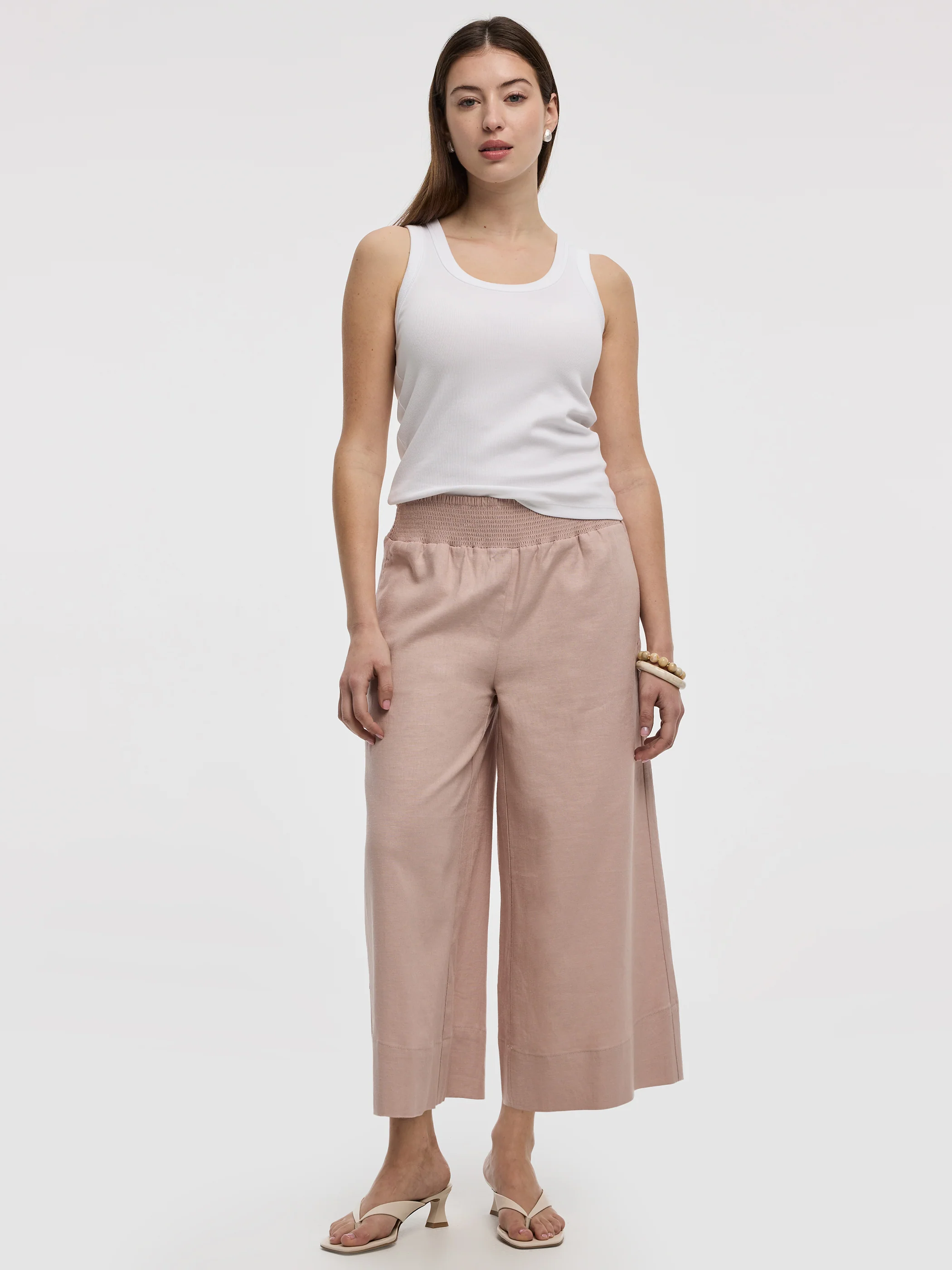 Cropped Wide-Leg Linen-Blend Pant - Image 41