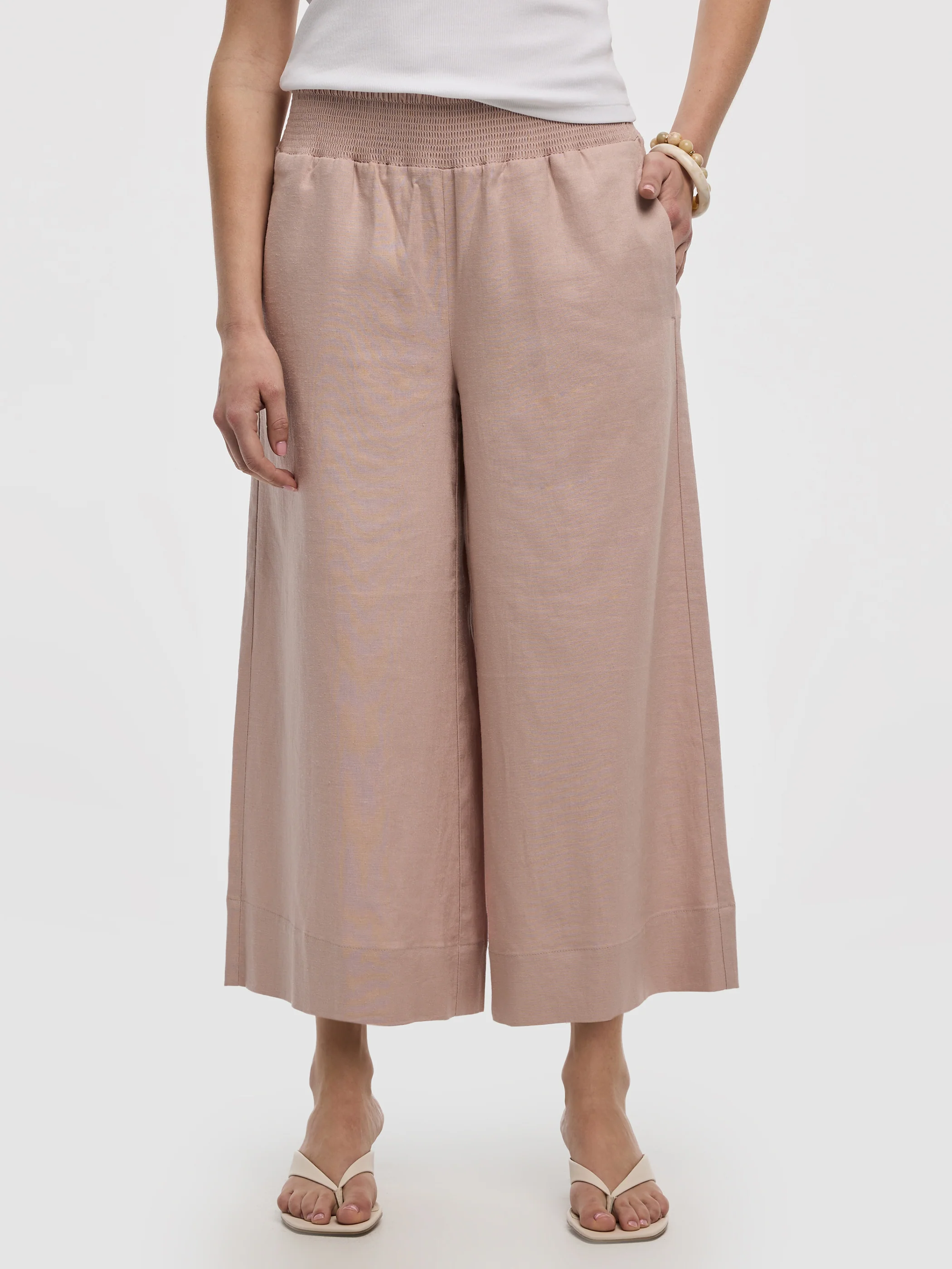 Cropped Wide-Leg Linen-Blend Pant - Image 42