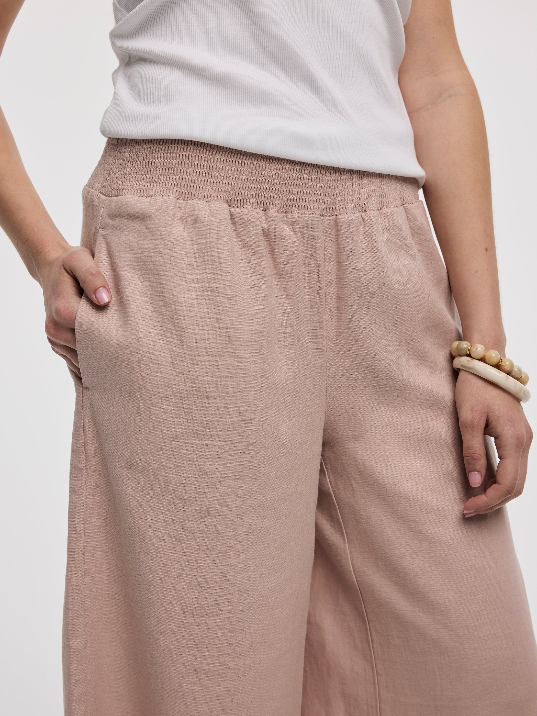 Cropped Wide-Leg Linen-Blend Pant - Image 43