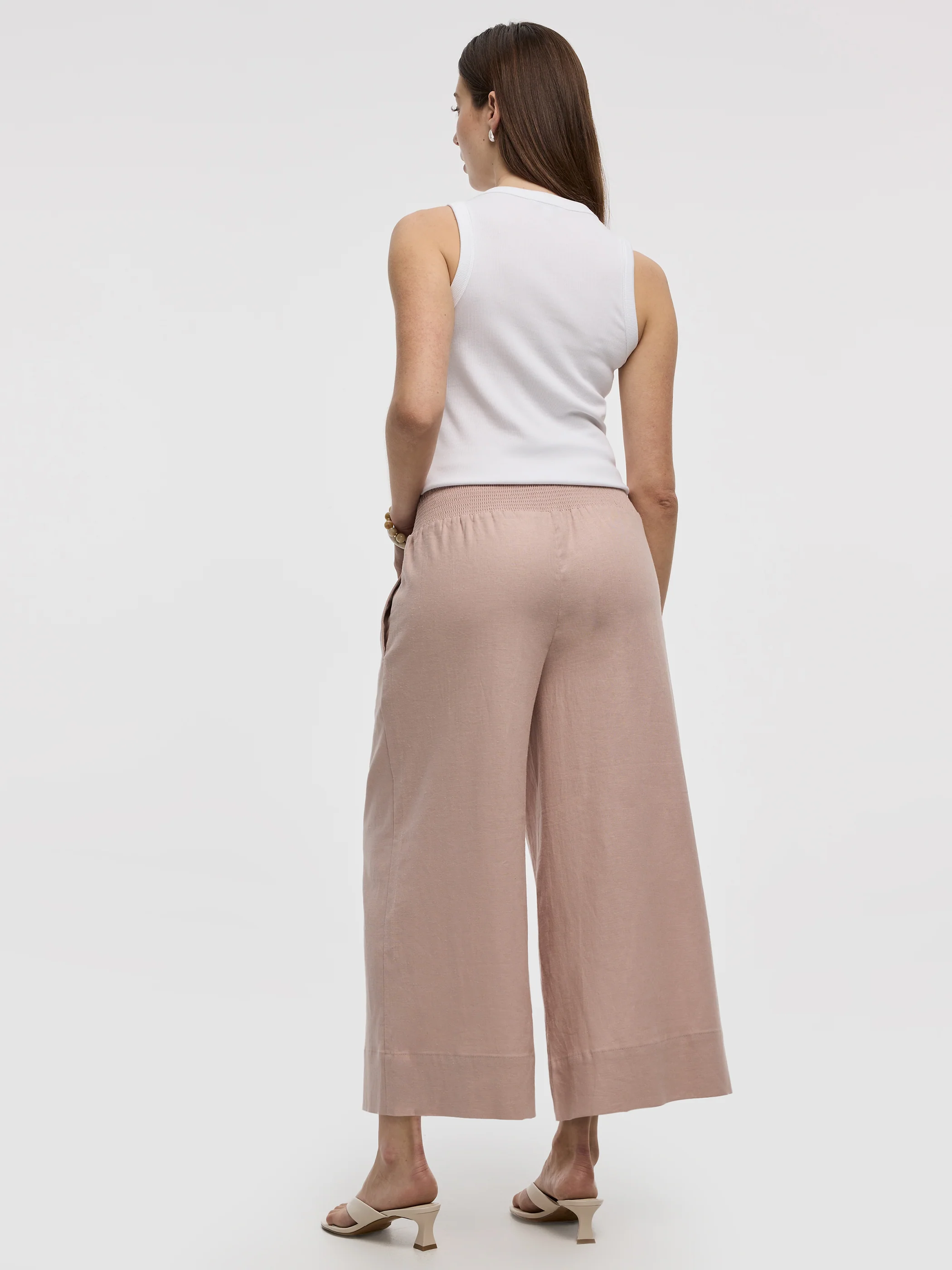 Cropped Wide-Leg Linen-Blend Pant - Image 44