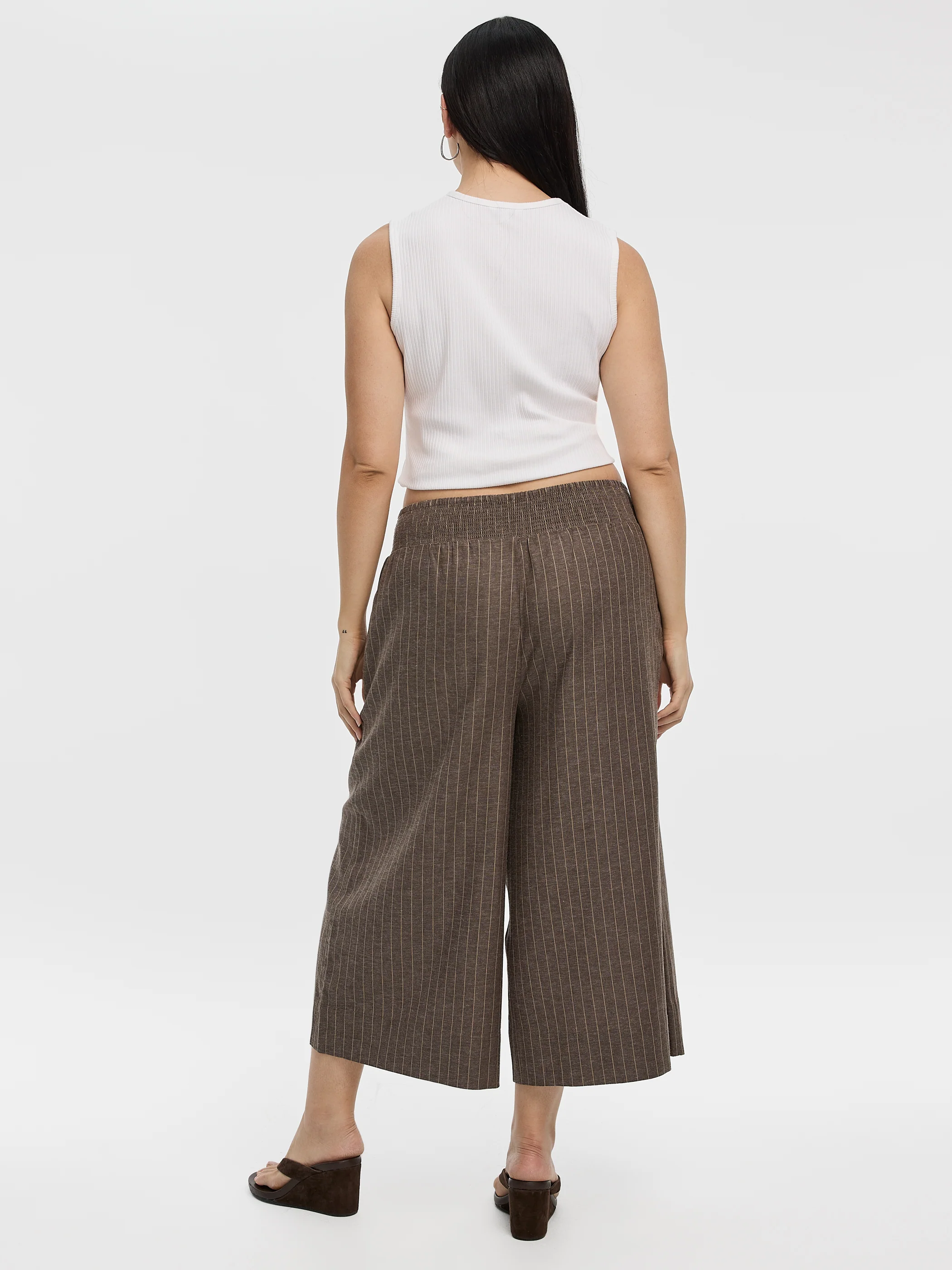Striped Cropped Wide-Leg Linen-Blend Pant - Image 4