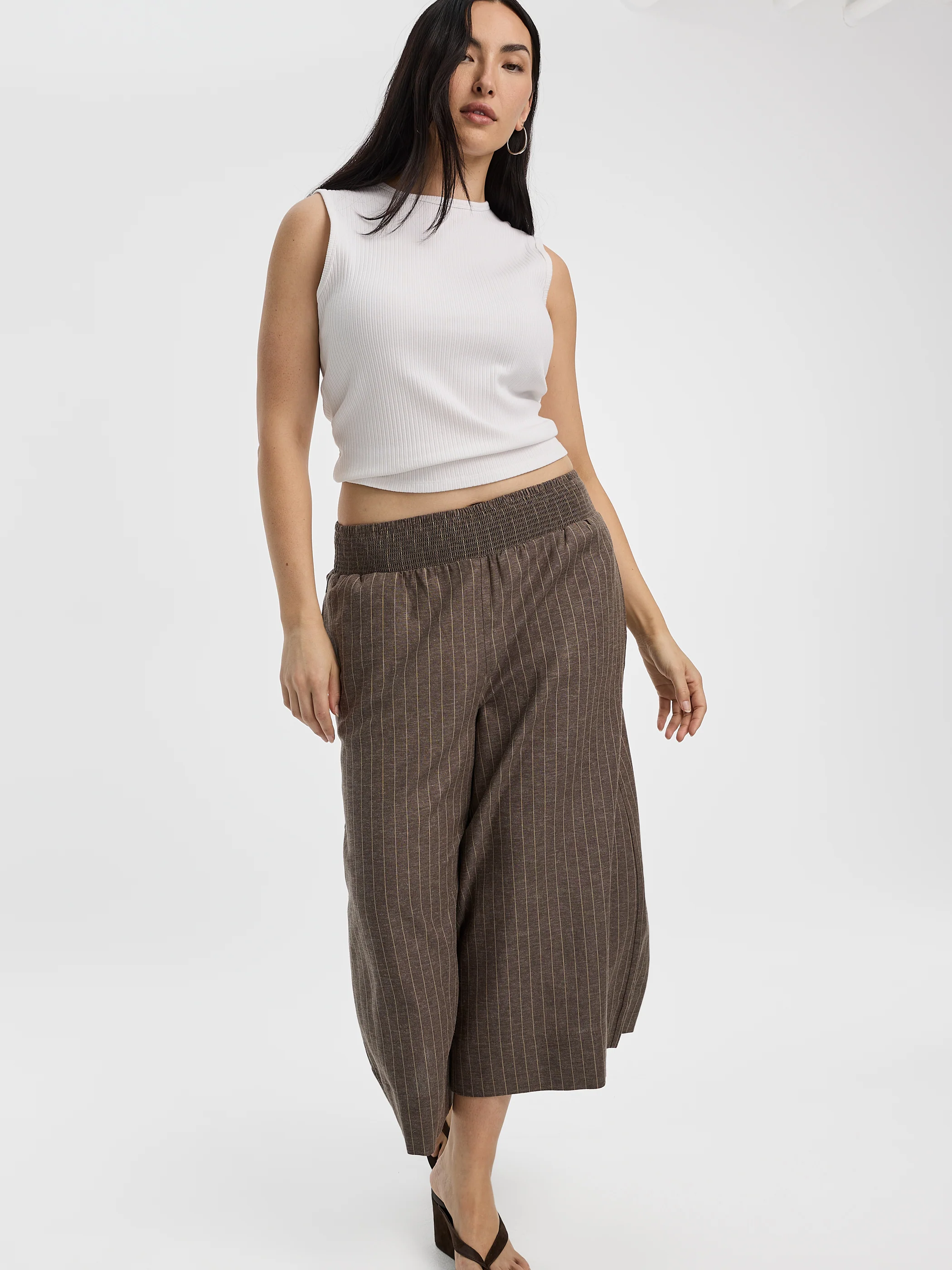 Striped Cropped Wide-Leg Linen-Blend Pant - Image 5
