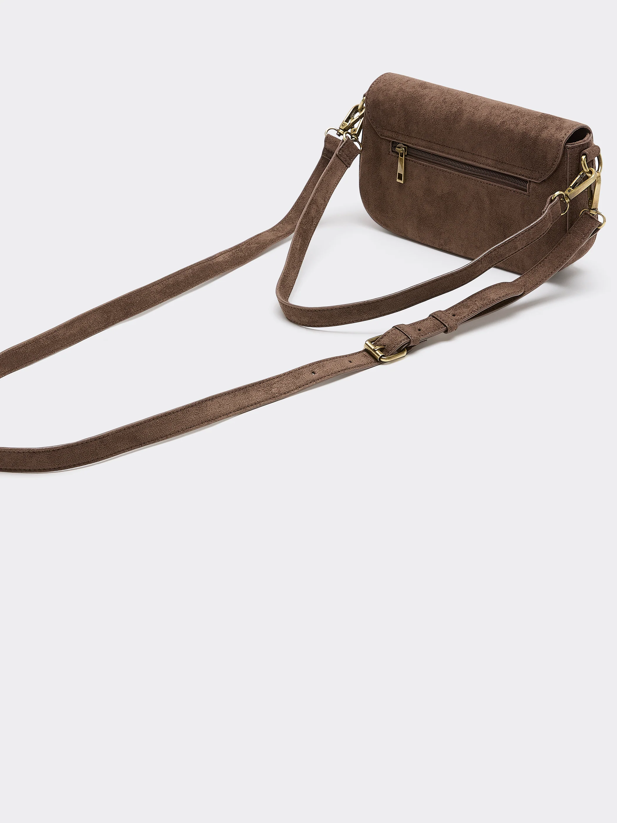 Faux Suede Crossbody Purse - Image 4
