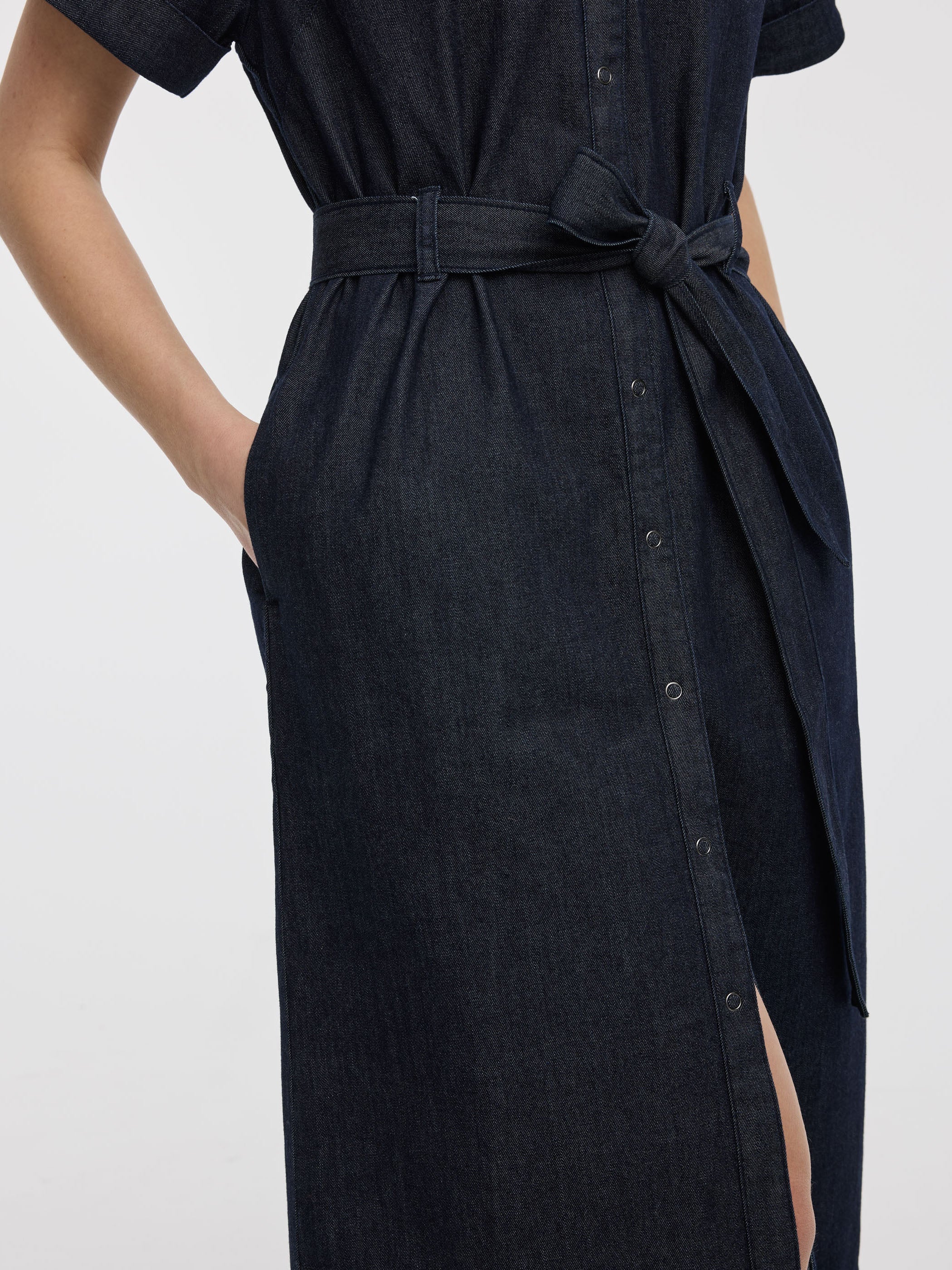 Short-Sleeve Shirt Denim Dress - Image 4