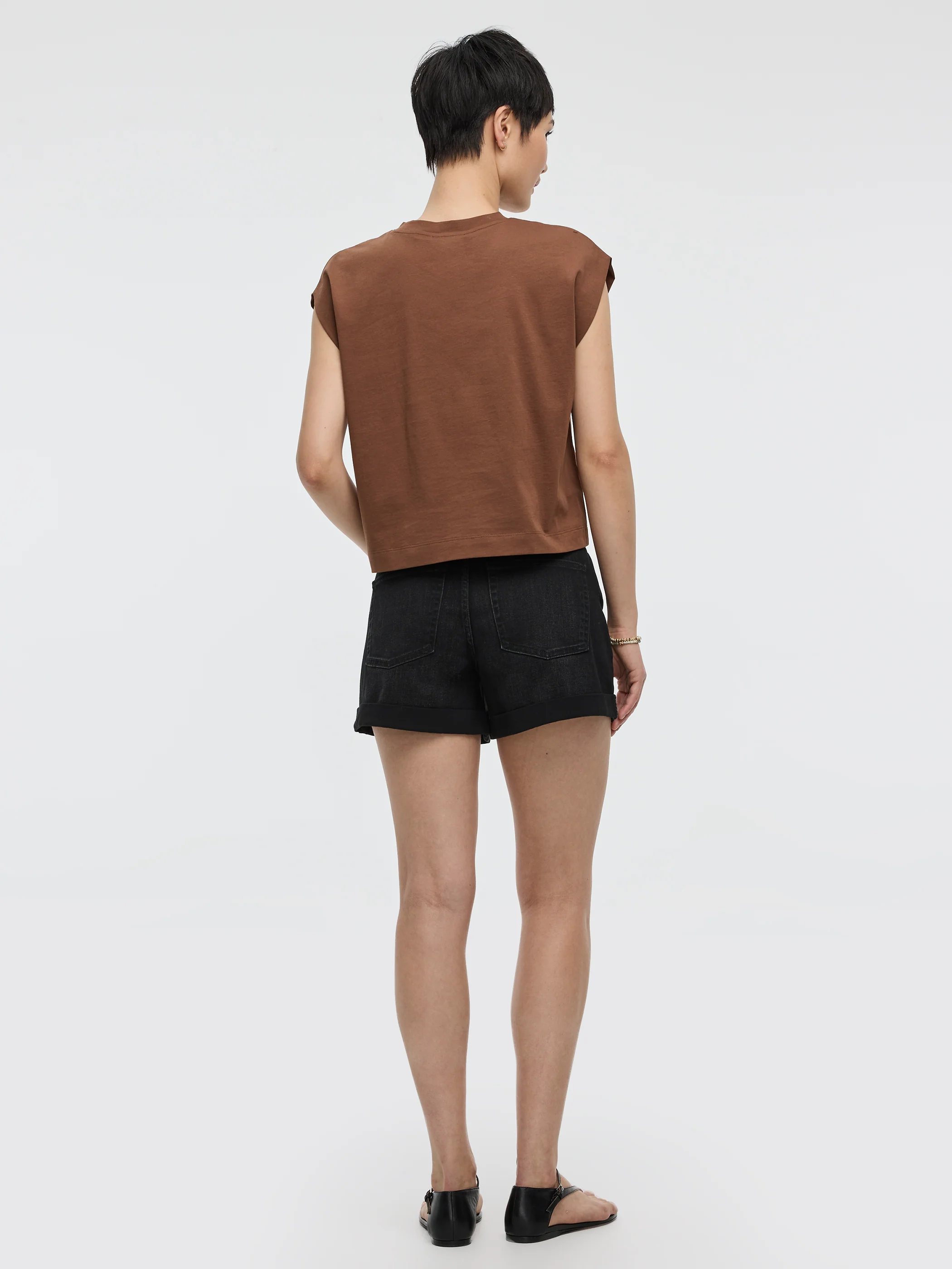 Mid-Rise Denim Shorts with Rolled Hem - Image 3