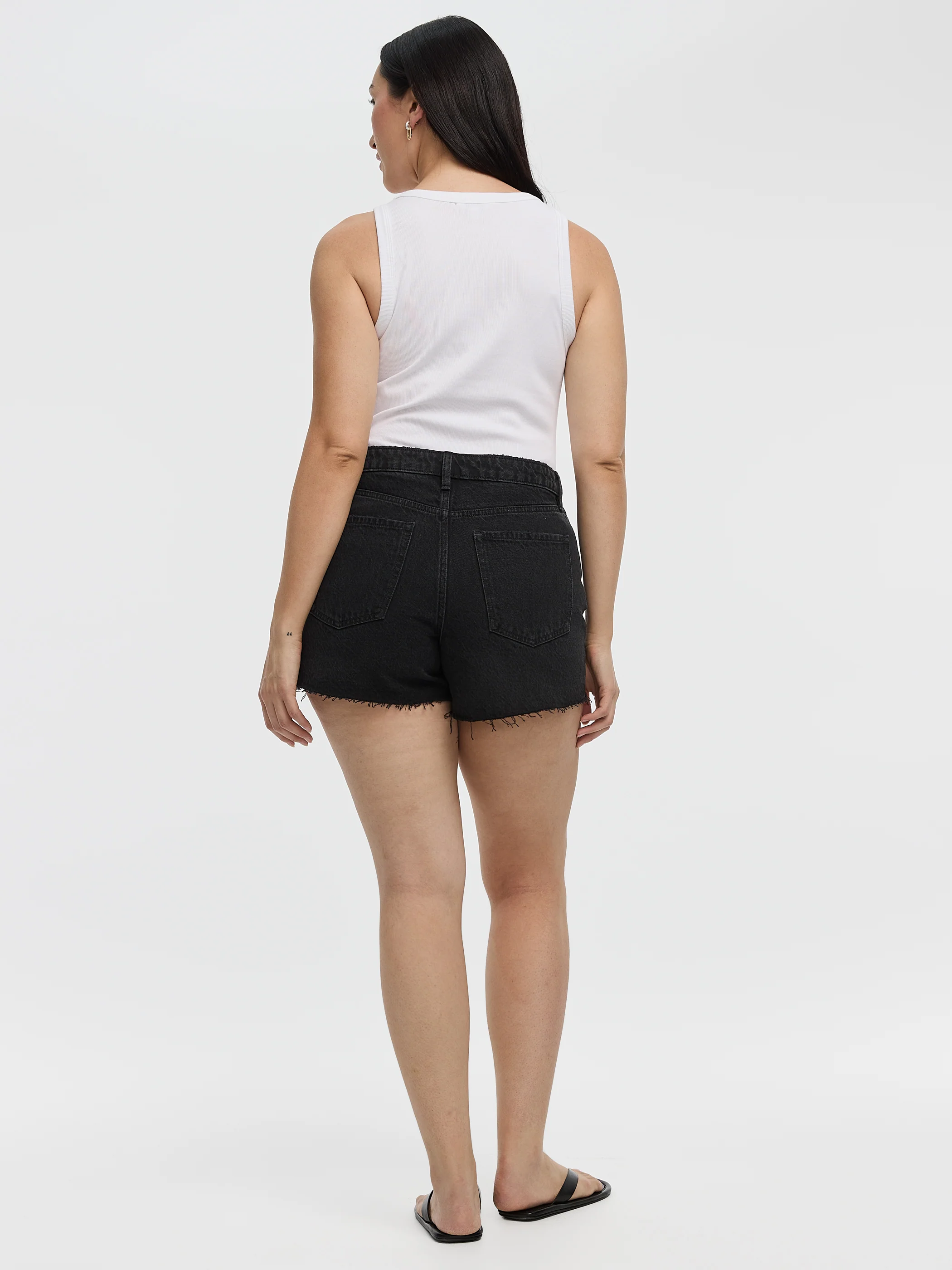Denim Shorts with Raw Hems - Image 3